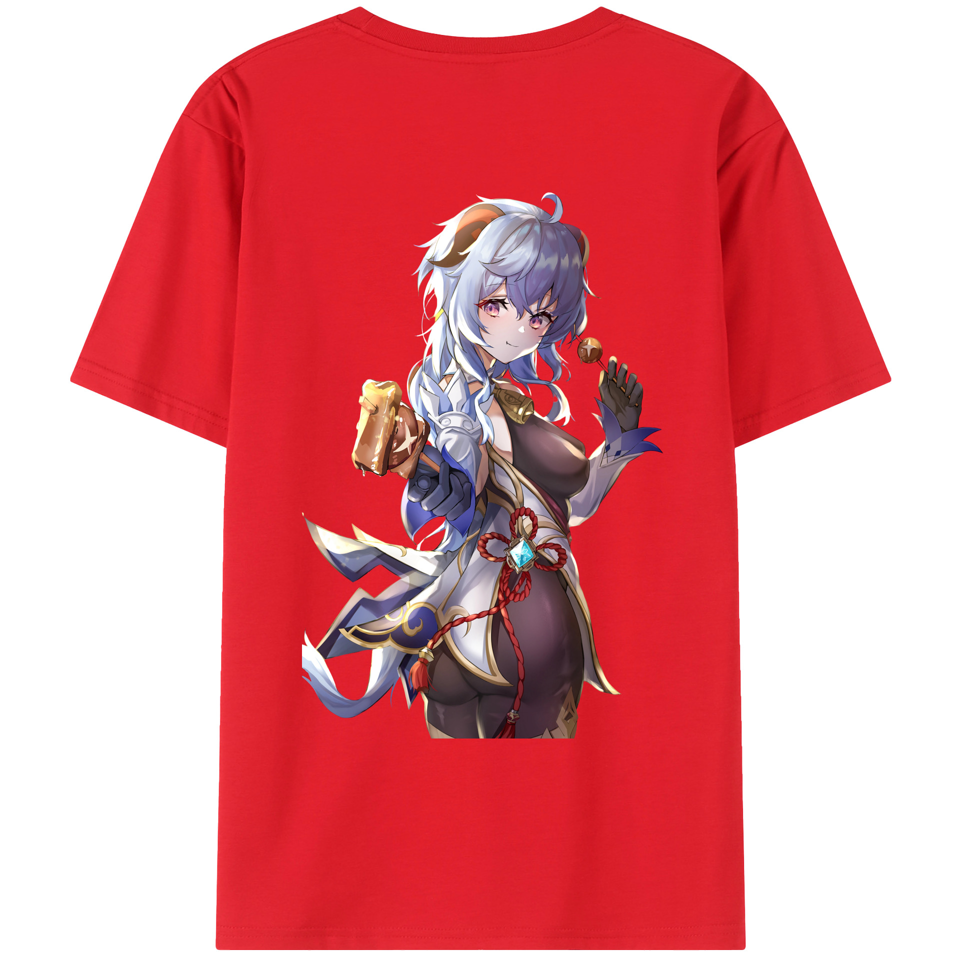 げんし神 甘雨 かんう genshin Ganyu 綿100％ メンズ半袖Tシャツ（バックプリント） 通気性