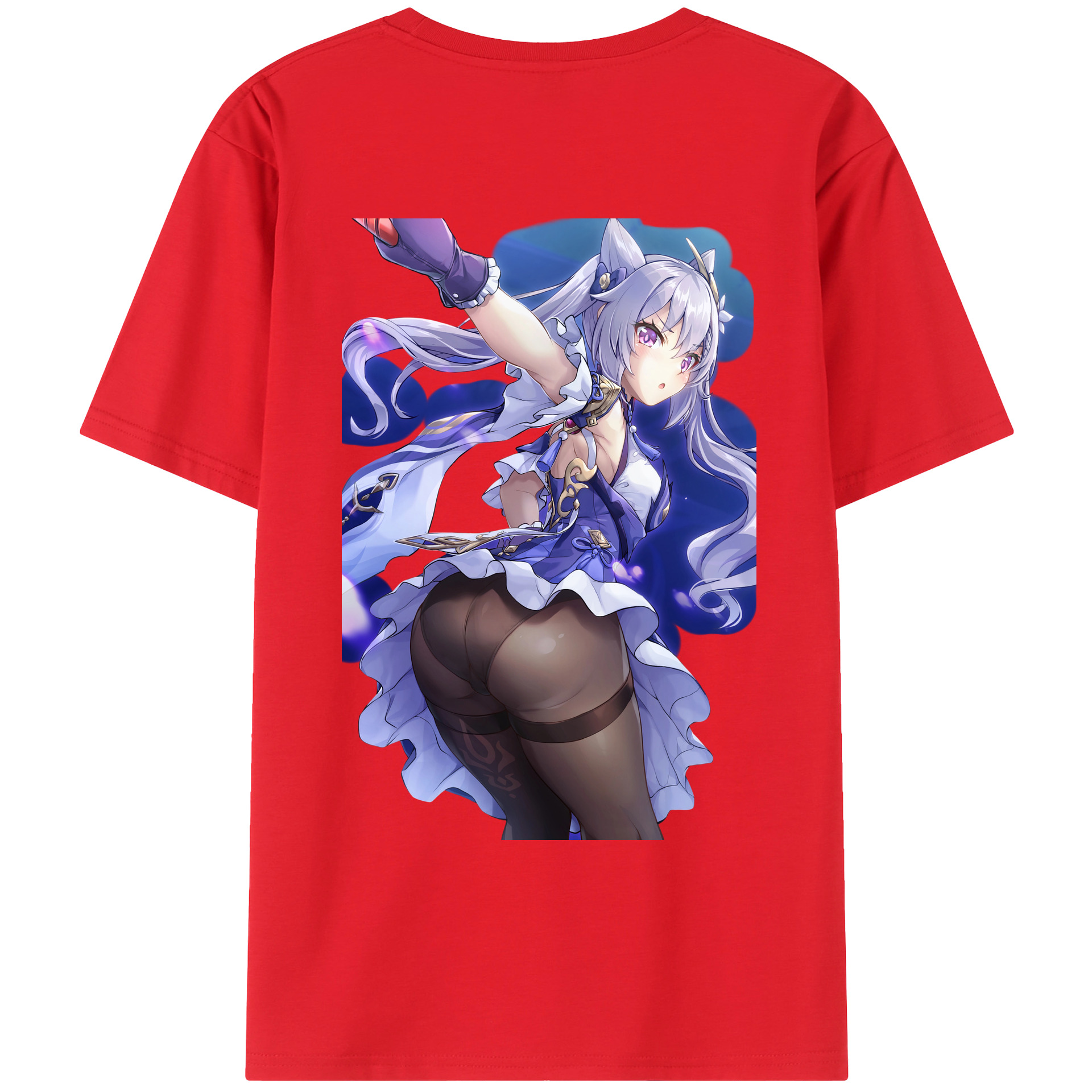 げんし神 刻晴 こくせい genshin Kokusei 綿100％ メンズ半袖Tシャツ（バックプリント） 通気性