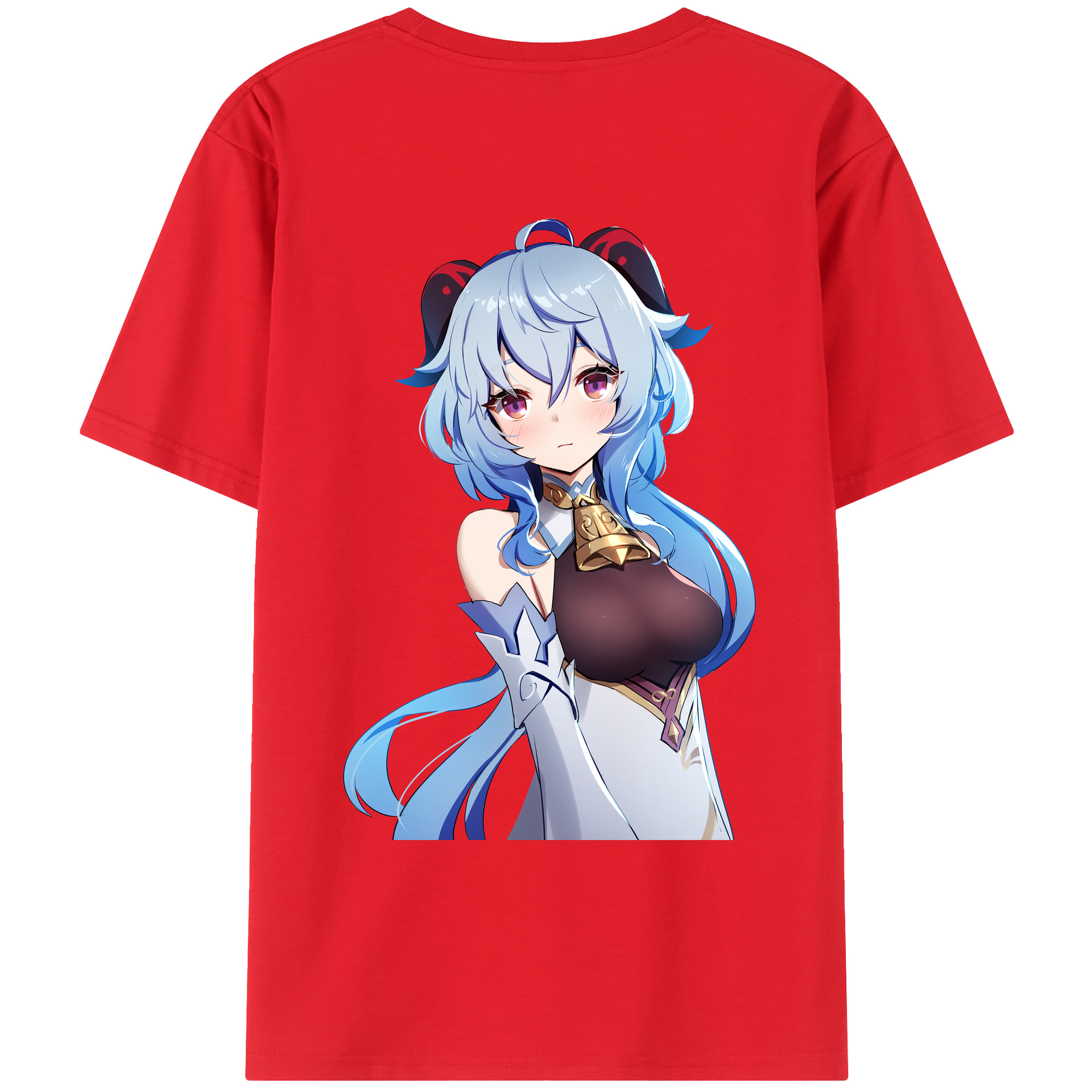 げんし神 甘雨 かんう genshin Ganyu 綿100％ メンズ半袖Tシャツ（バックプリント） 通気性
