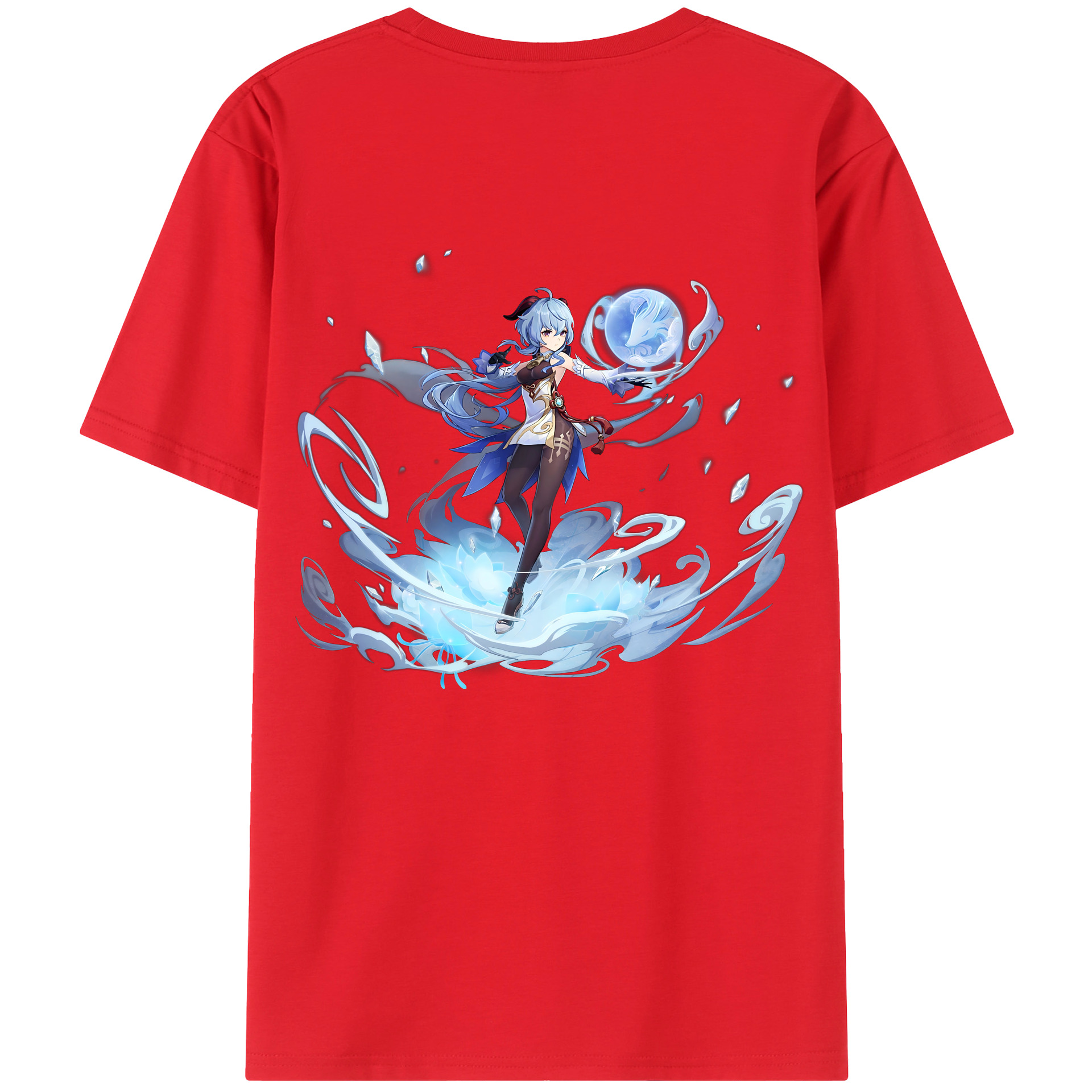げんし神 甘雨 かんう genshin Ganyu 綿100％ メンズ半袖Tシャツ（バックプリント） 通気性
