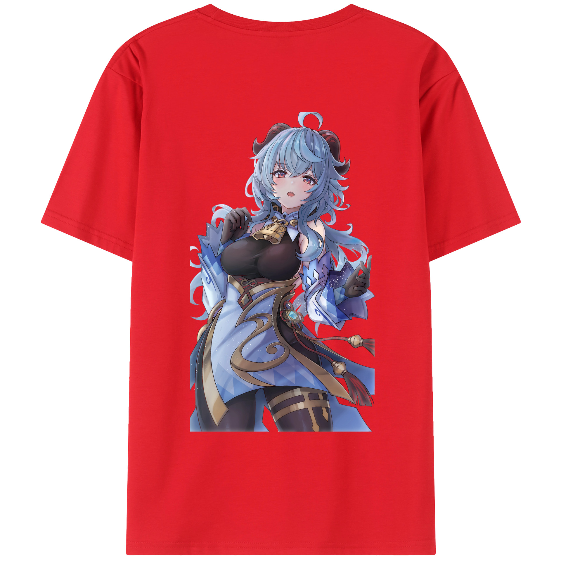 げんし神 甘雨 かんう genshin Ganyu 綿100％ メンズ半袖Tシャツ（バックプリント） 通気性