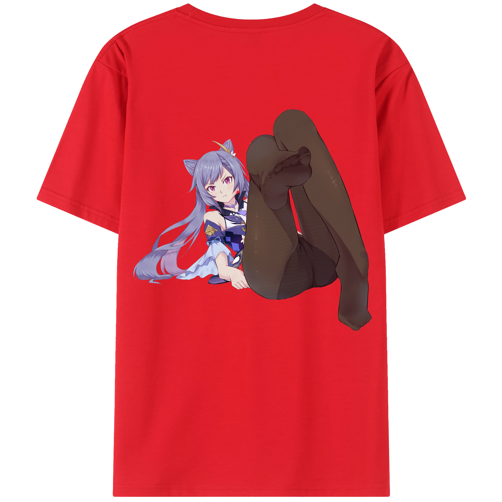 げんし神 刻晴 こくせい genshin Kokusei 綿100％ メンズ半袖Tシャツ（バックプリント） 通気性