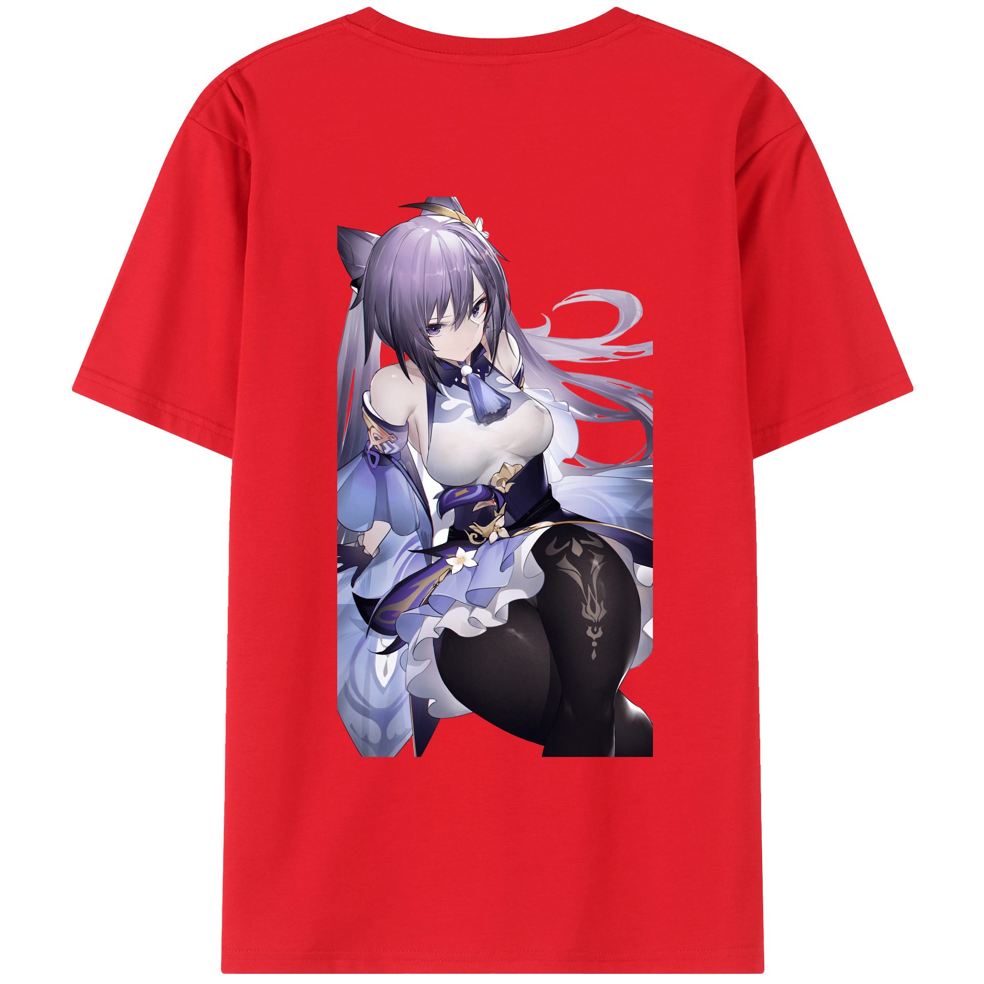 げんし神 刻晴 こくせい genshin Kokusei 綿100％ メンズ半袖Tシャツ（バックプリント） 通気性