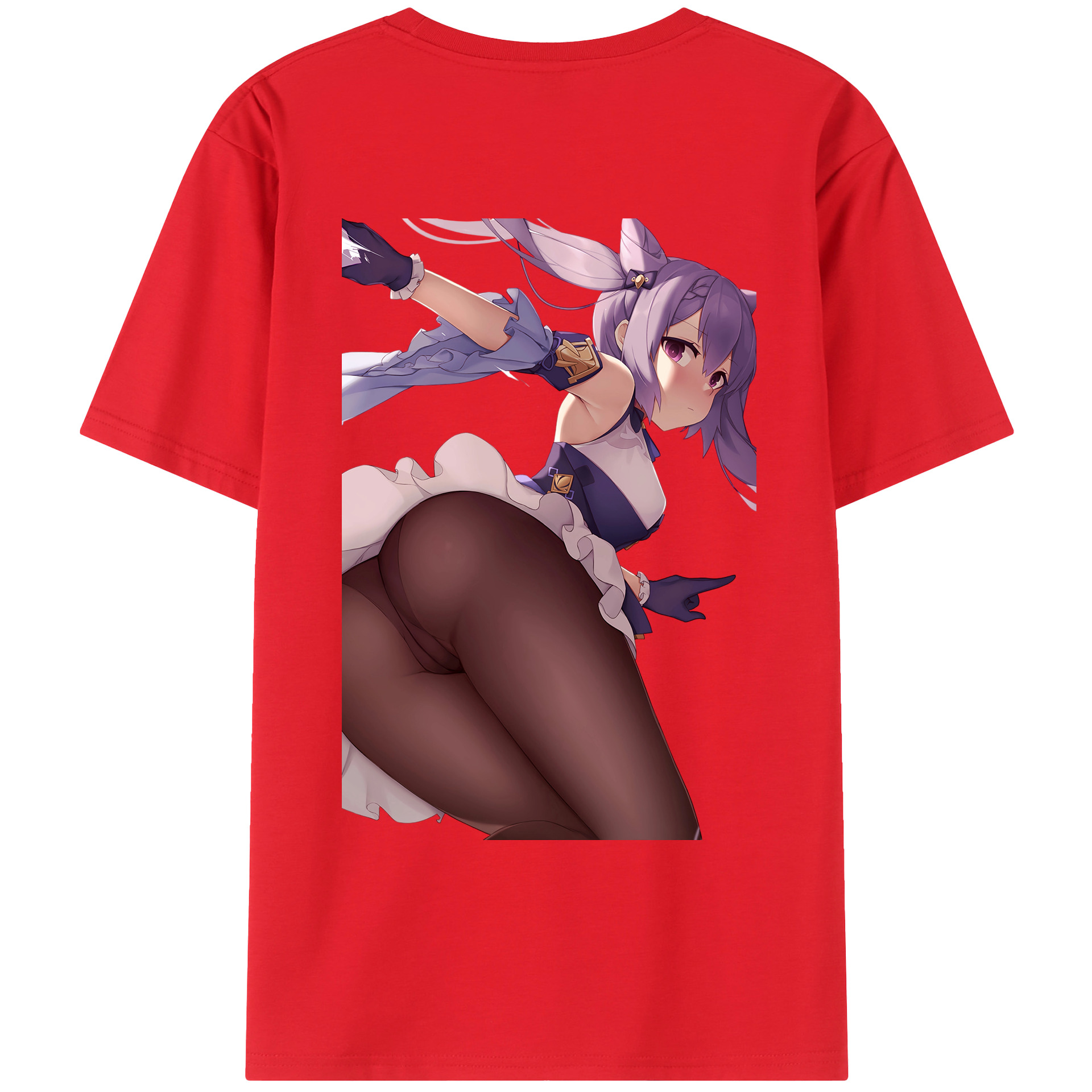 げんし神 刻晴 こくせい genshin Kokusei 綿100％ メンズ半袖Tシャツ（バックプリント） 通気性