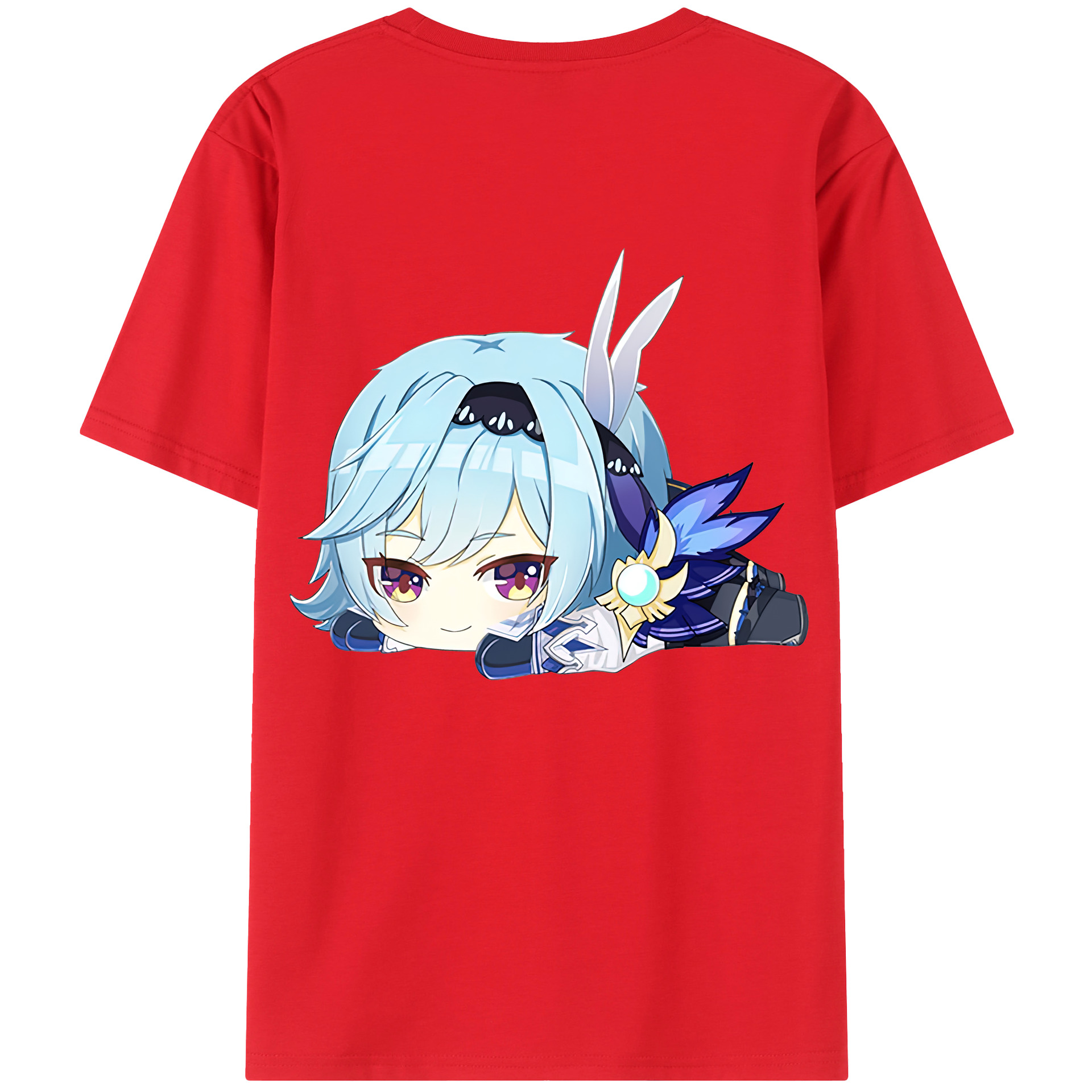 げんし神 优菈 ゆうら genshin Yūra 綿100％ メンズ半袖Tシャツ（バックプリント） 通気性