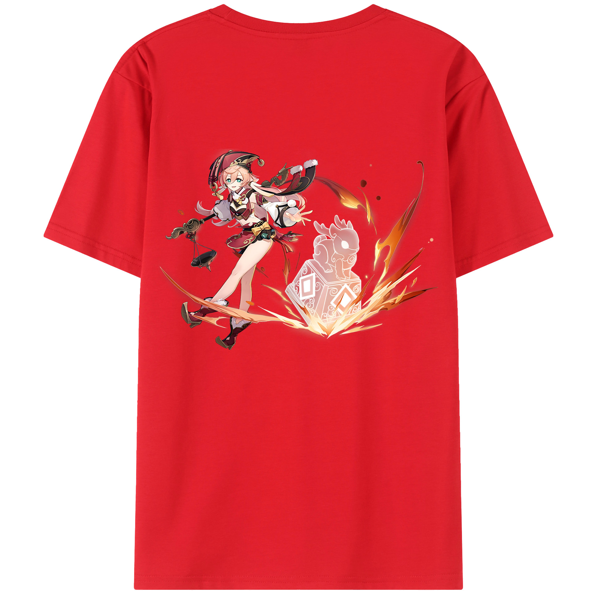 げんし神 ヤンフェイ genshin Yanfei 綿100％ メンズ半袖Tシャツ（バックプリント） 通気性