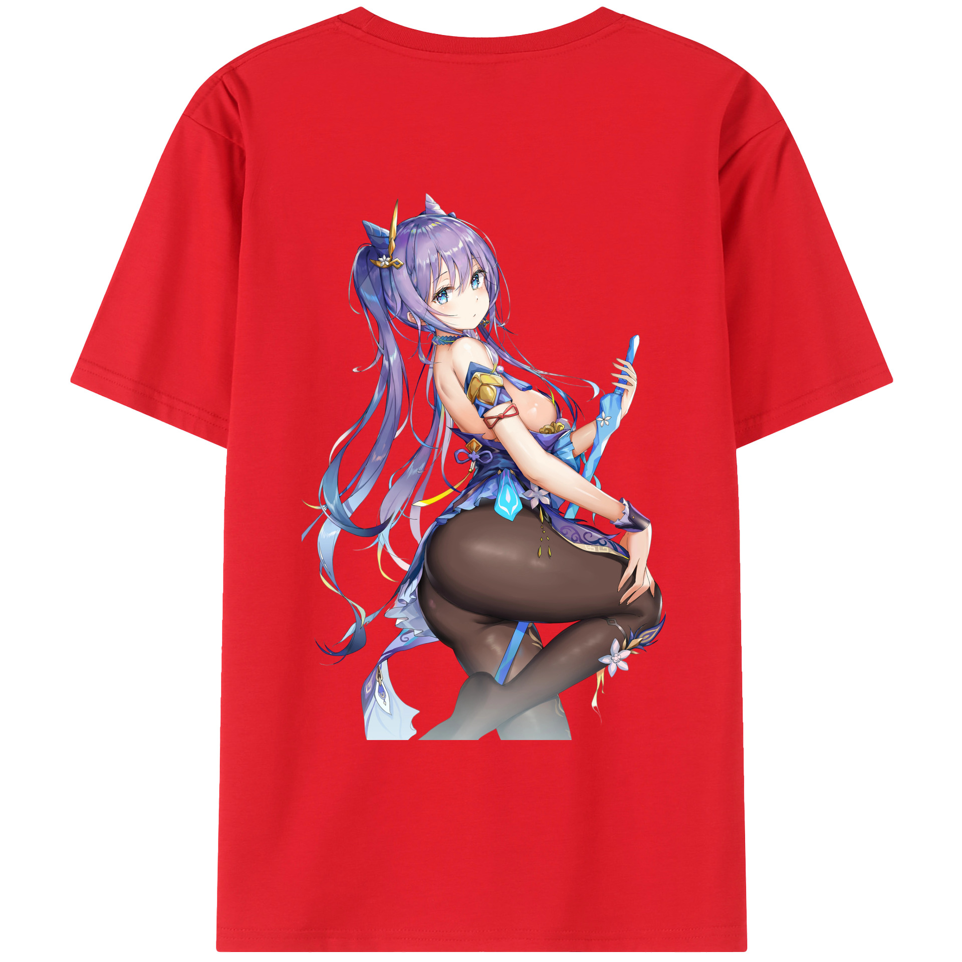 げんし神 刻晴 こくせい genshin Kokusei 綿100％ メンズ半袖Tシャツ（バックプリント） 通気性