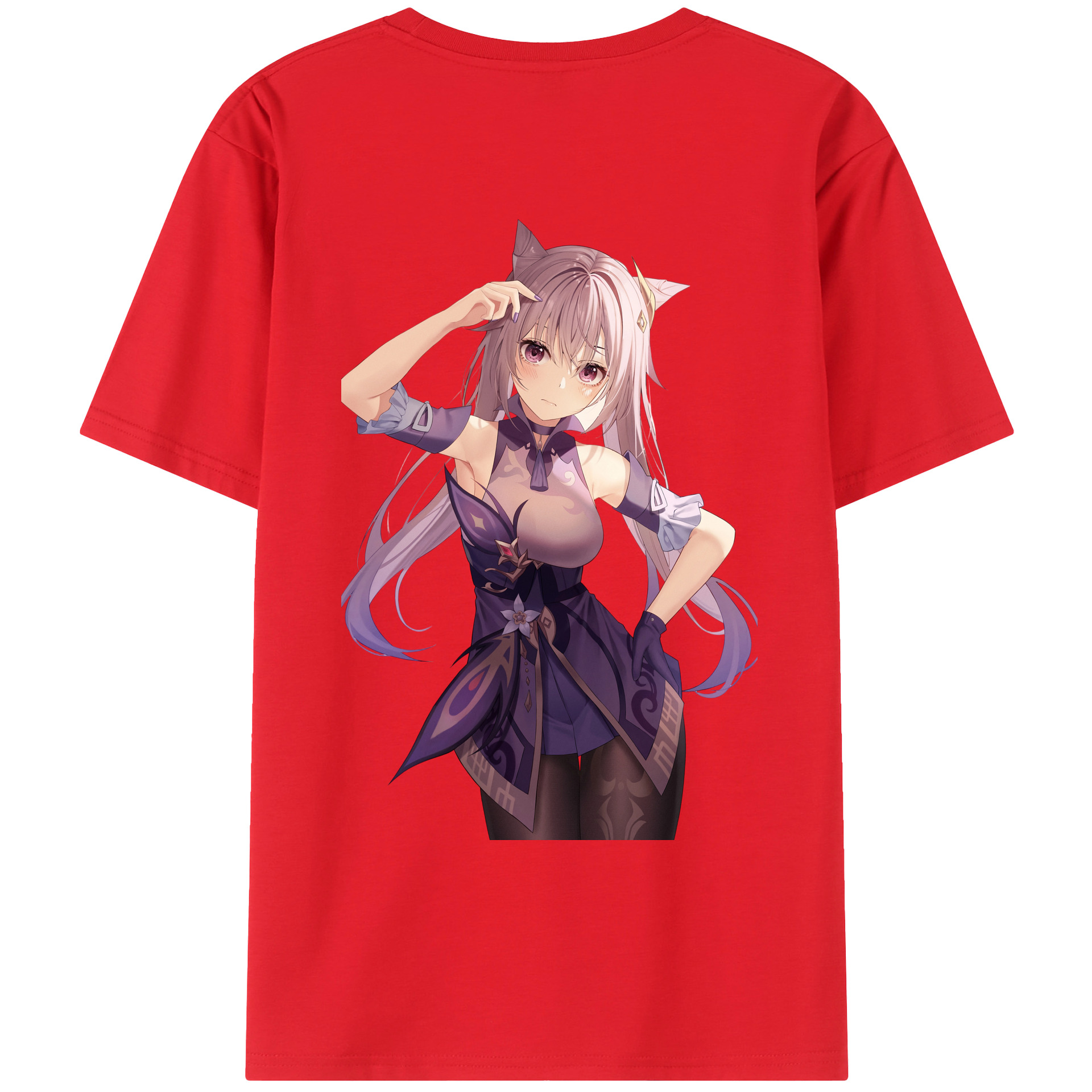 げんし神 刻晴 こくせい genshin Kokusei 綿100％ メンズ半袖Tシャツ（バックプリント） 通気性