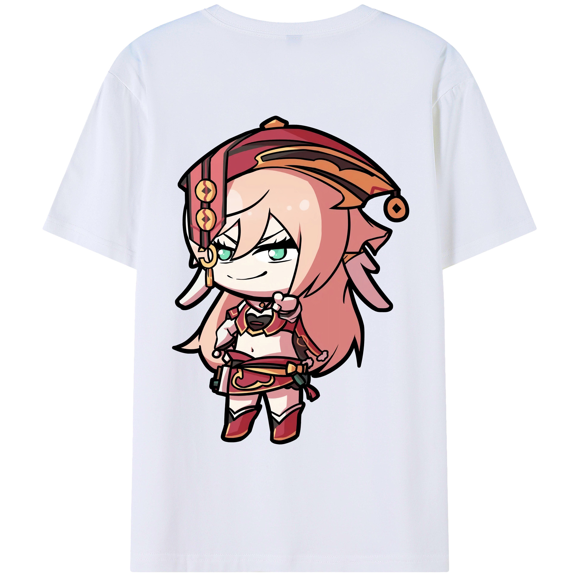 げんし神 ヤンフェイ genshin Yanfei 綿100％ メンズ半袖Tシャツ（バックプリント） 通気性