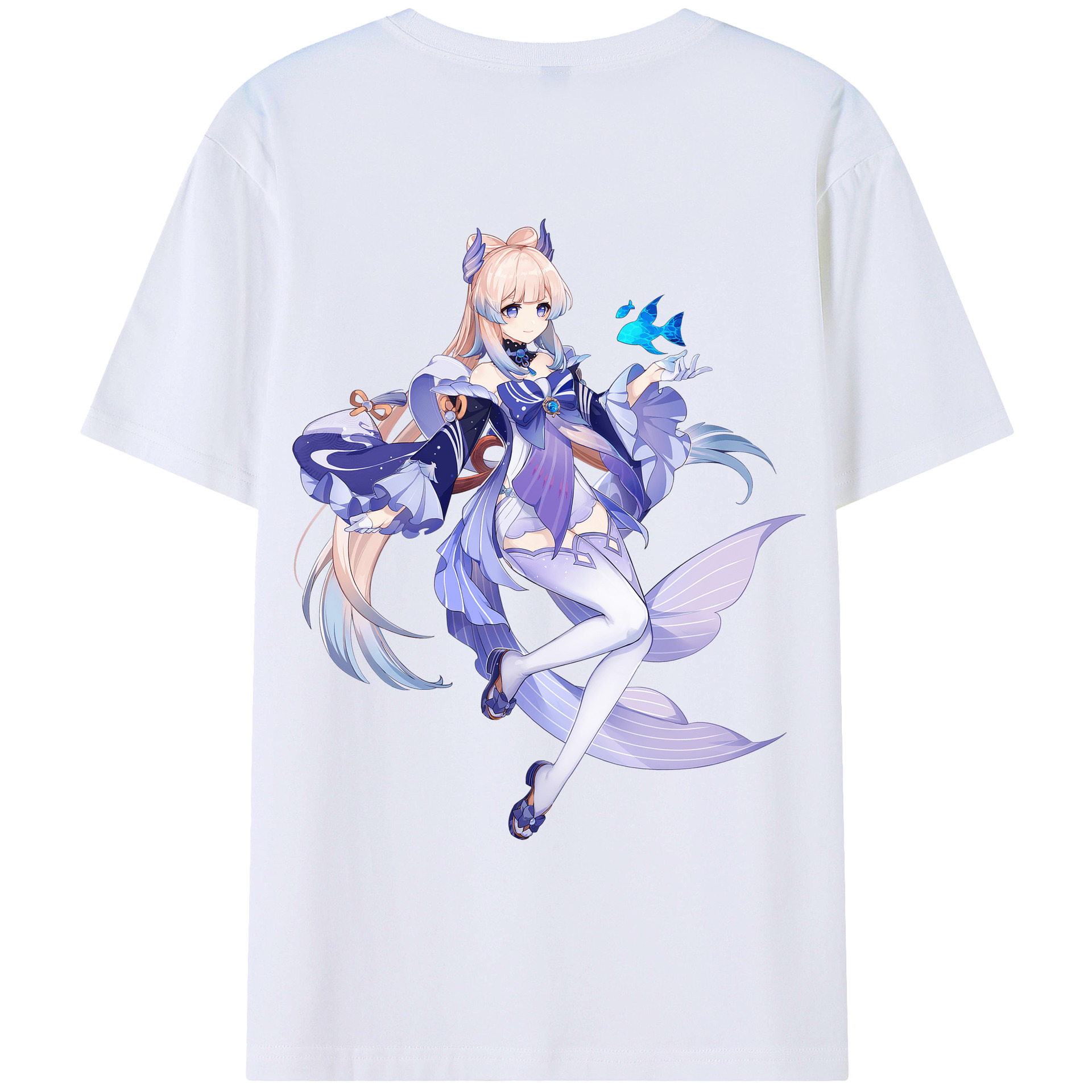 げんし神 珊瑚宮心海 サンゴノミヤ・ココミ genshin Sangonomiya Kokomi 綿100％ メンズ半袖Tシャツ（バックプリント） 通気性
