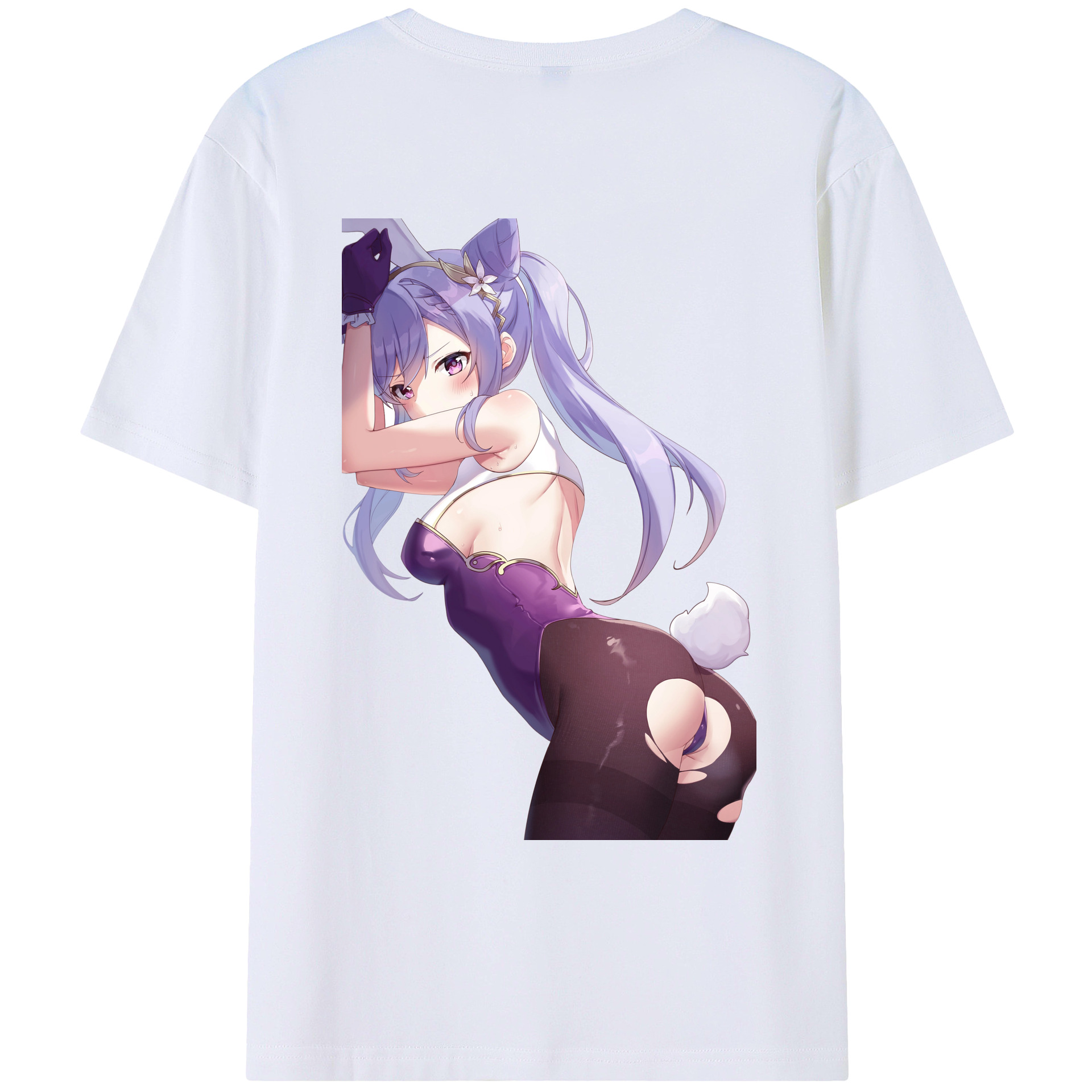 げんし神 刻晴 こくせい genshin Kokusei 綿100％ メンズ半袖Tシャツ（バックプリント） 通気性
