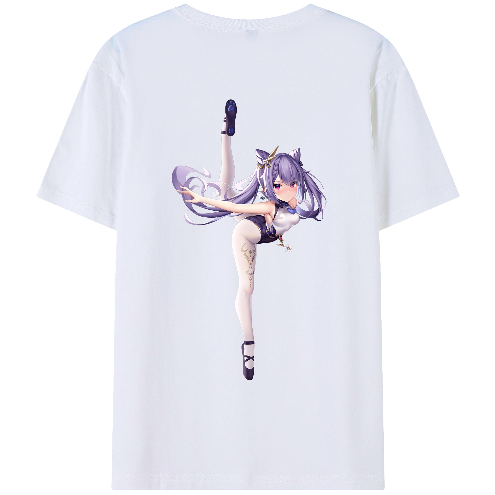 げんし神 刻晴 こくせい genshin Kokusei 綿100％ メンズ半袖Tシャツ（バックプリント） 通気性