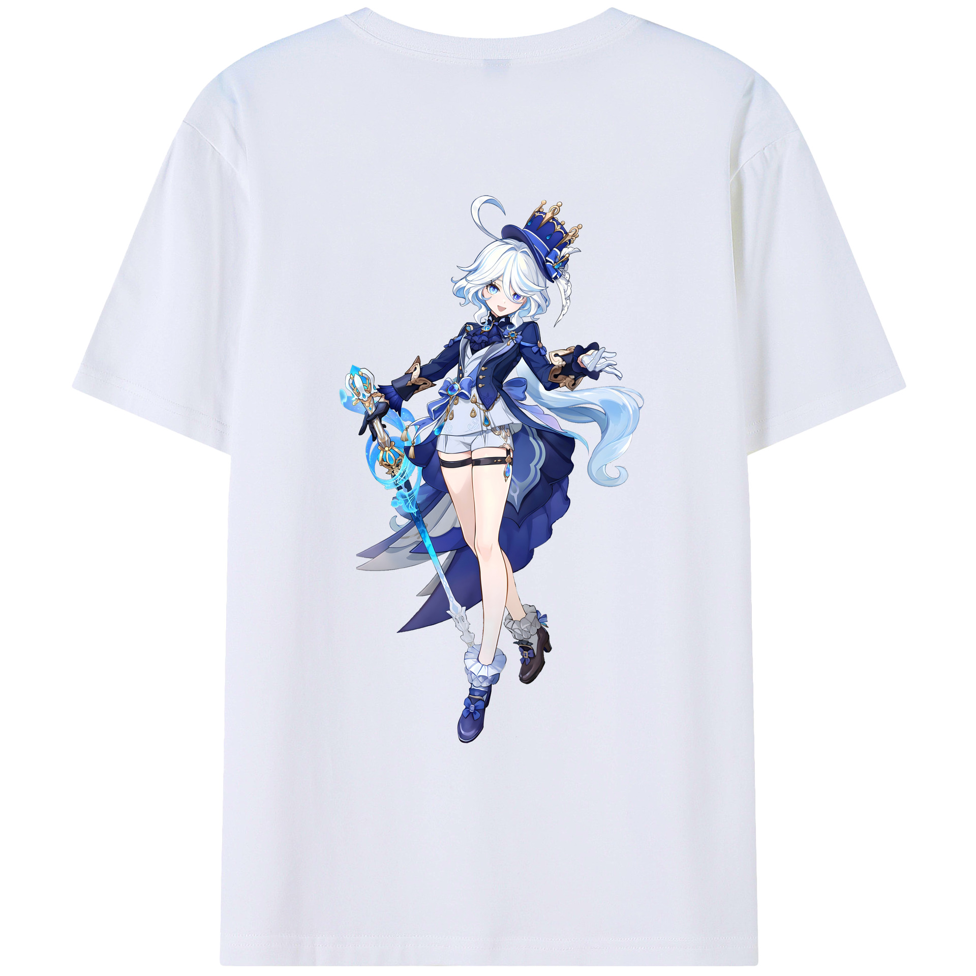 げんし神 フリーナ genshin Furina 綿100％ メンズ半袖Tシャツ（バックプリント） 通気性