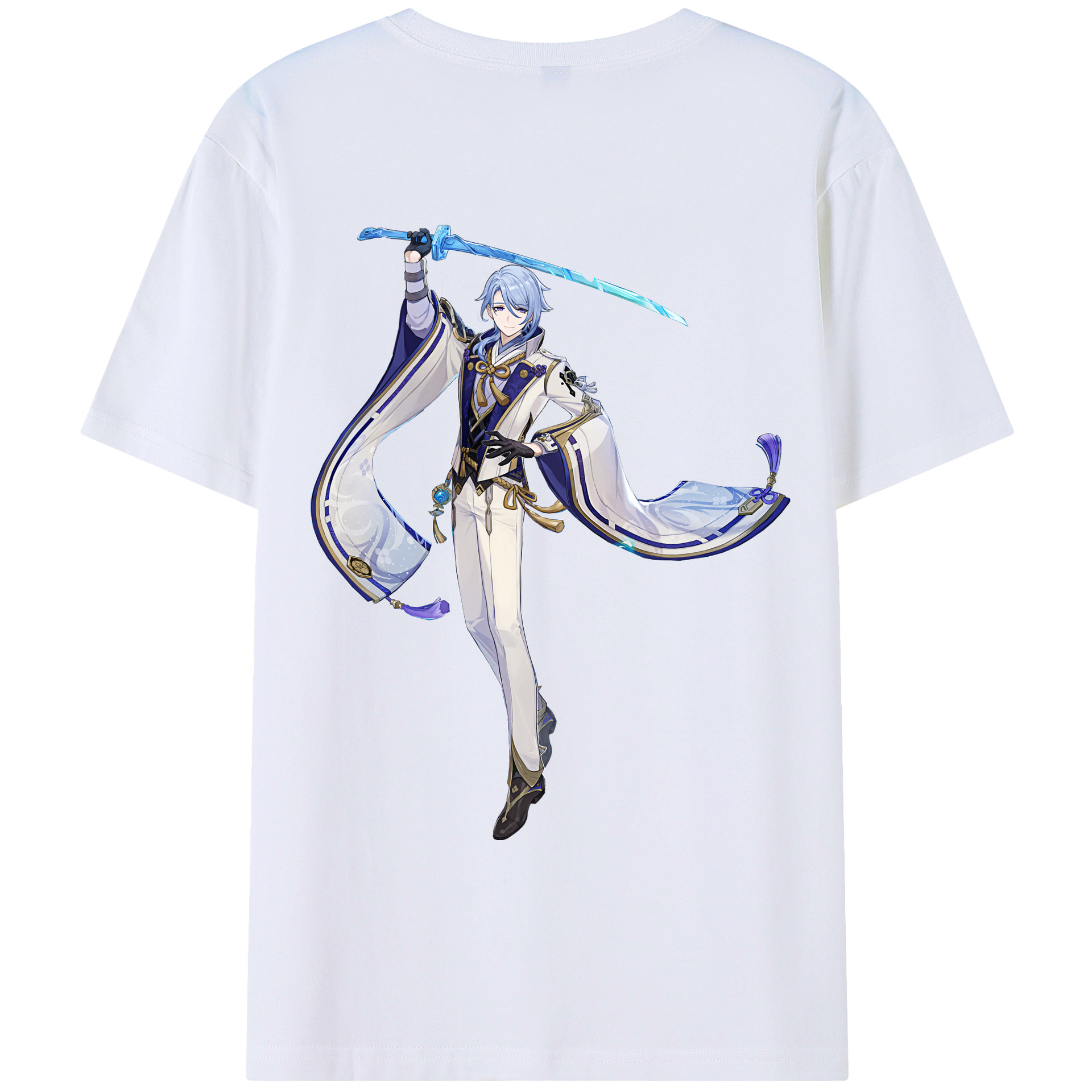 げんし神 神里綾人 かみさとあやと genshin Kamisato Ayato 綿100％ メンズ半袖Tシャツ（バックプリント） 通気性