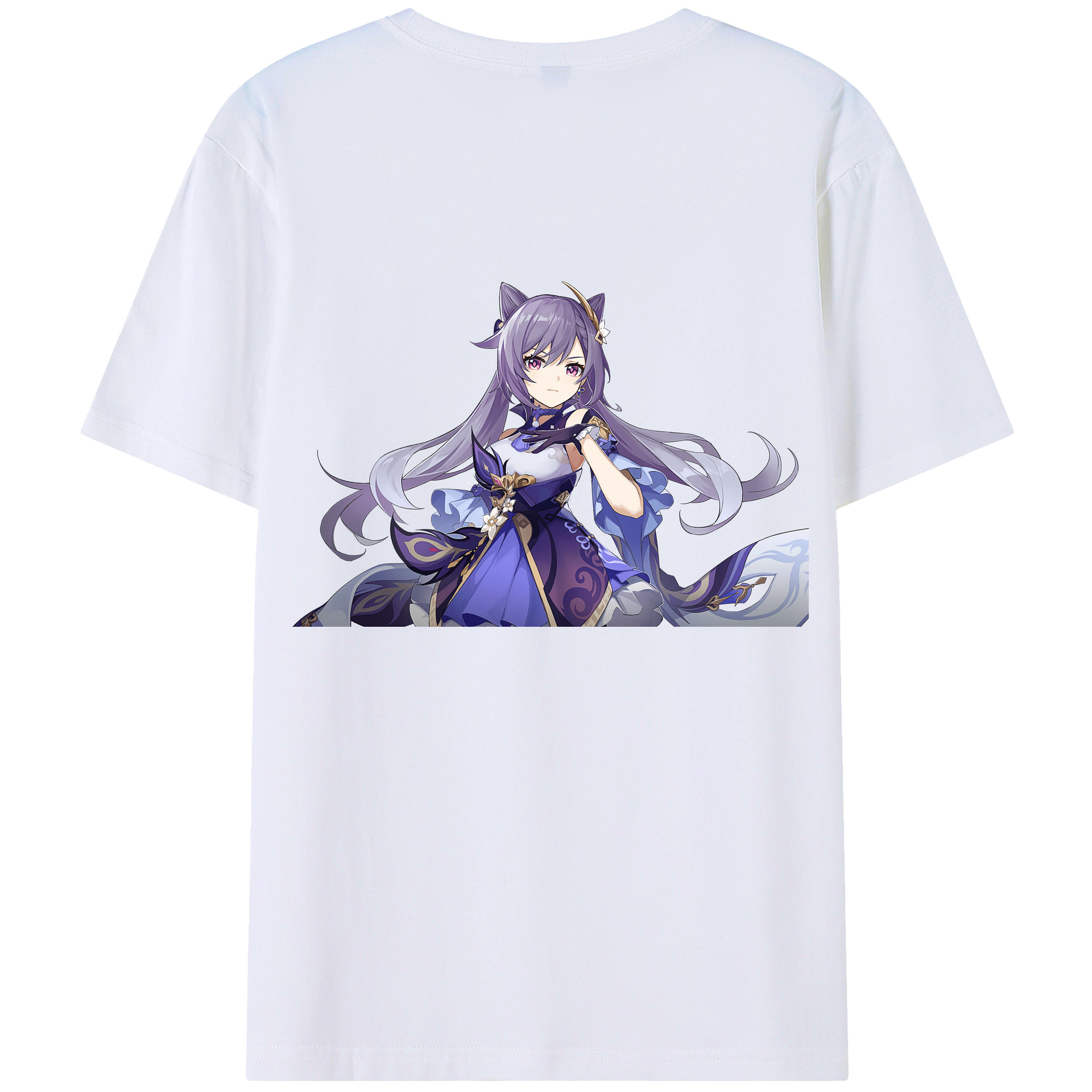 げんし神 刻晴 こくせい genshin Kokusei 綿100％ メンズ半袖Tシャツ（バックプリント） 通気性