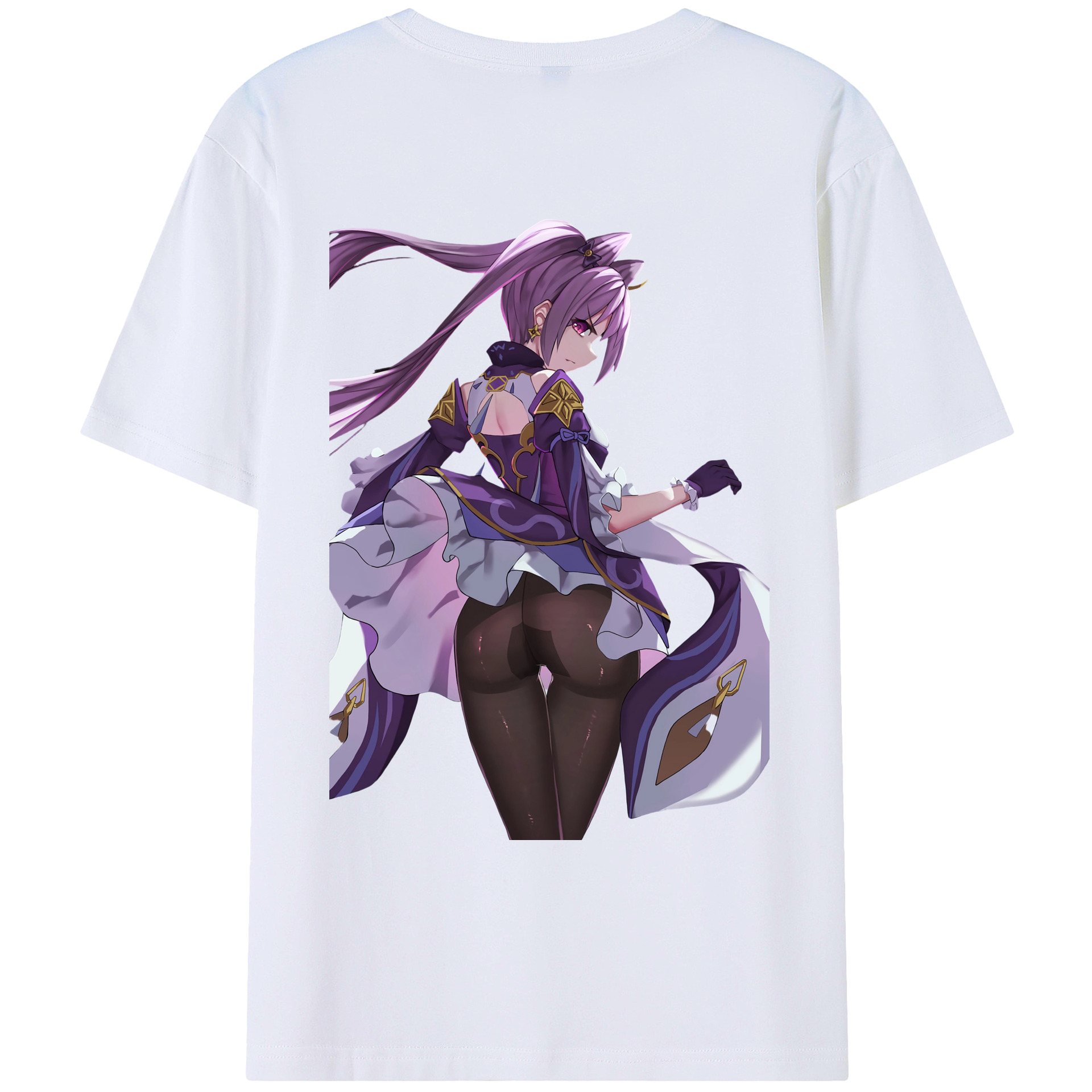 げんし神 刻晴 こくせい genshin Kokusei 綿100％ メンズ半袖Tシャツ（バックプリント） 通気性