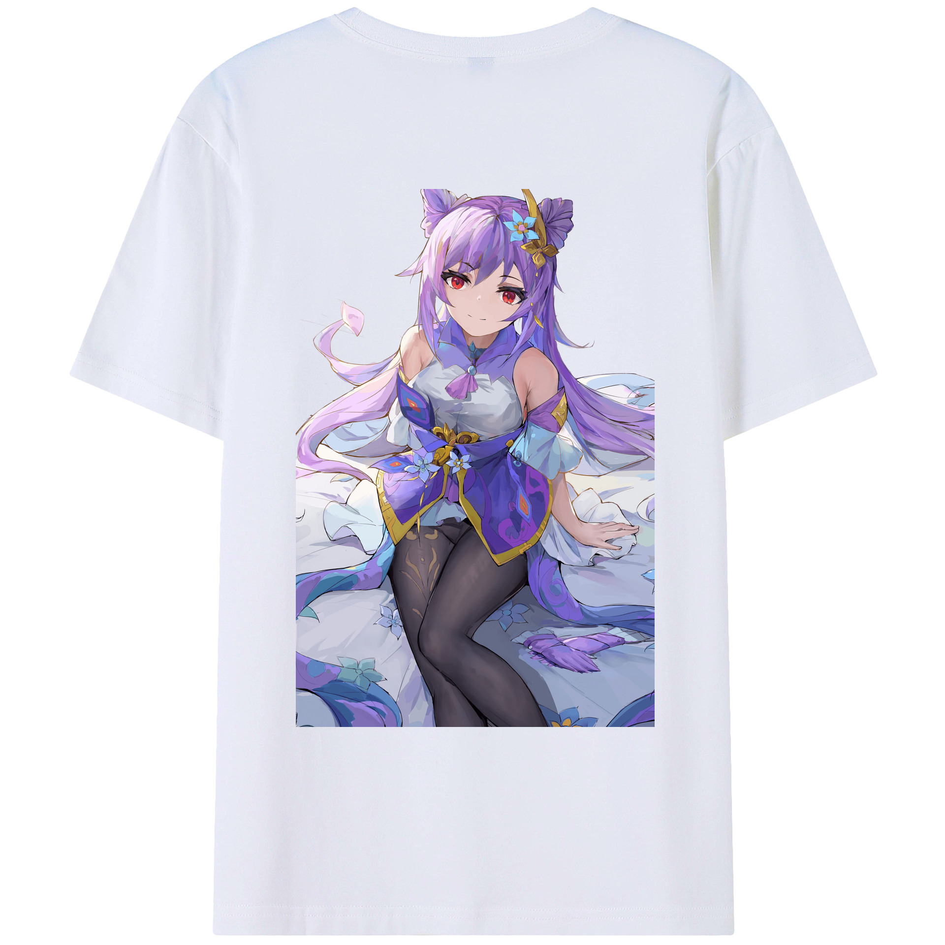 げんし神 刻晴 こくせい genshin Kokusei 綿100％ メンズ半袖Tシャツ（バックプリント） 通気性