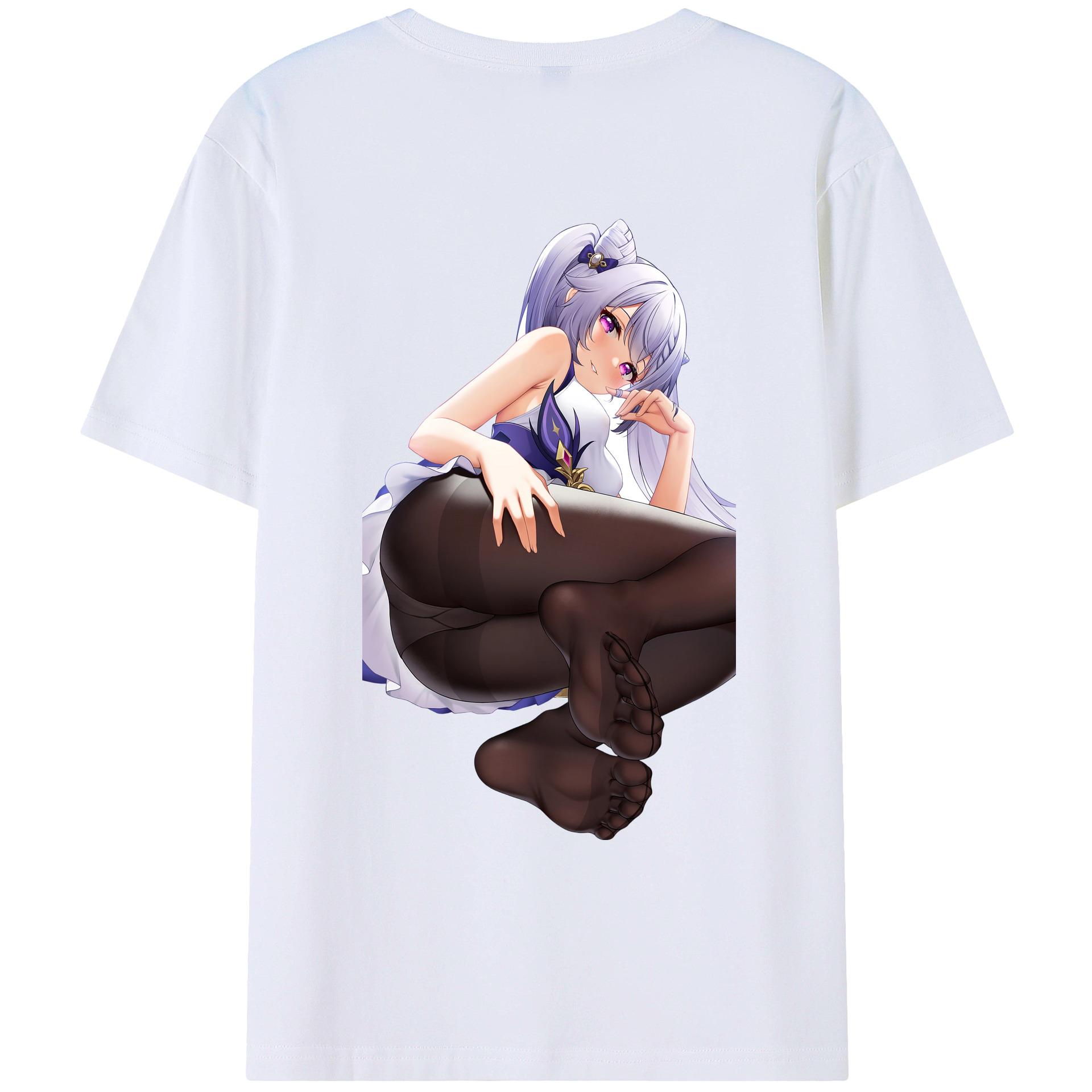 げんし神 刻晴 こくせい genshin Kokusei 綿100％ メンズ半袖Tシャツ（バックプリント） 通気性