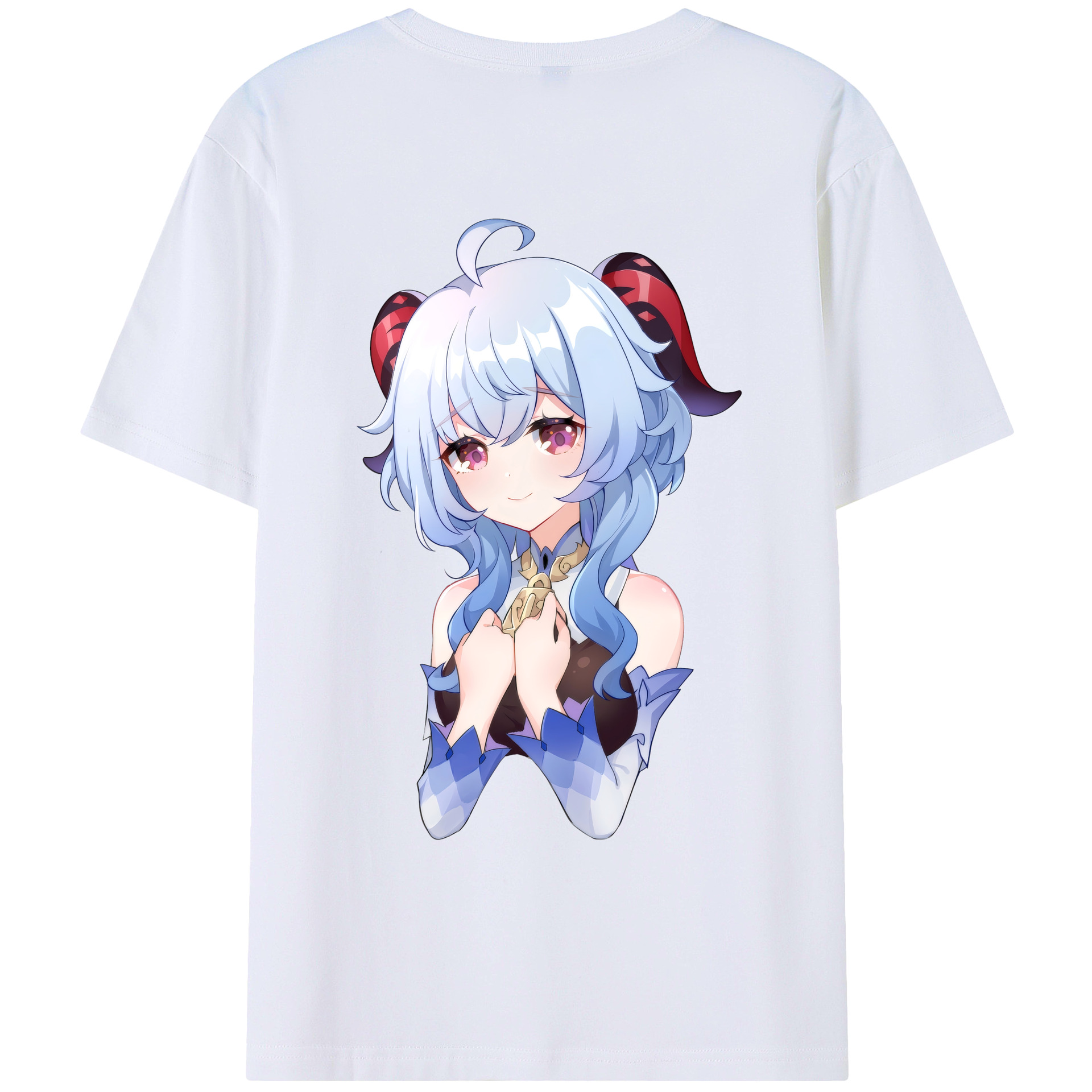 げんし神 甘雨 かんう genshin Ganyu 綿100％ メンズ半袖Tシャツ（バックプリント） 通気性