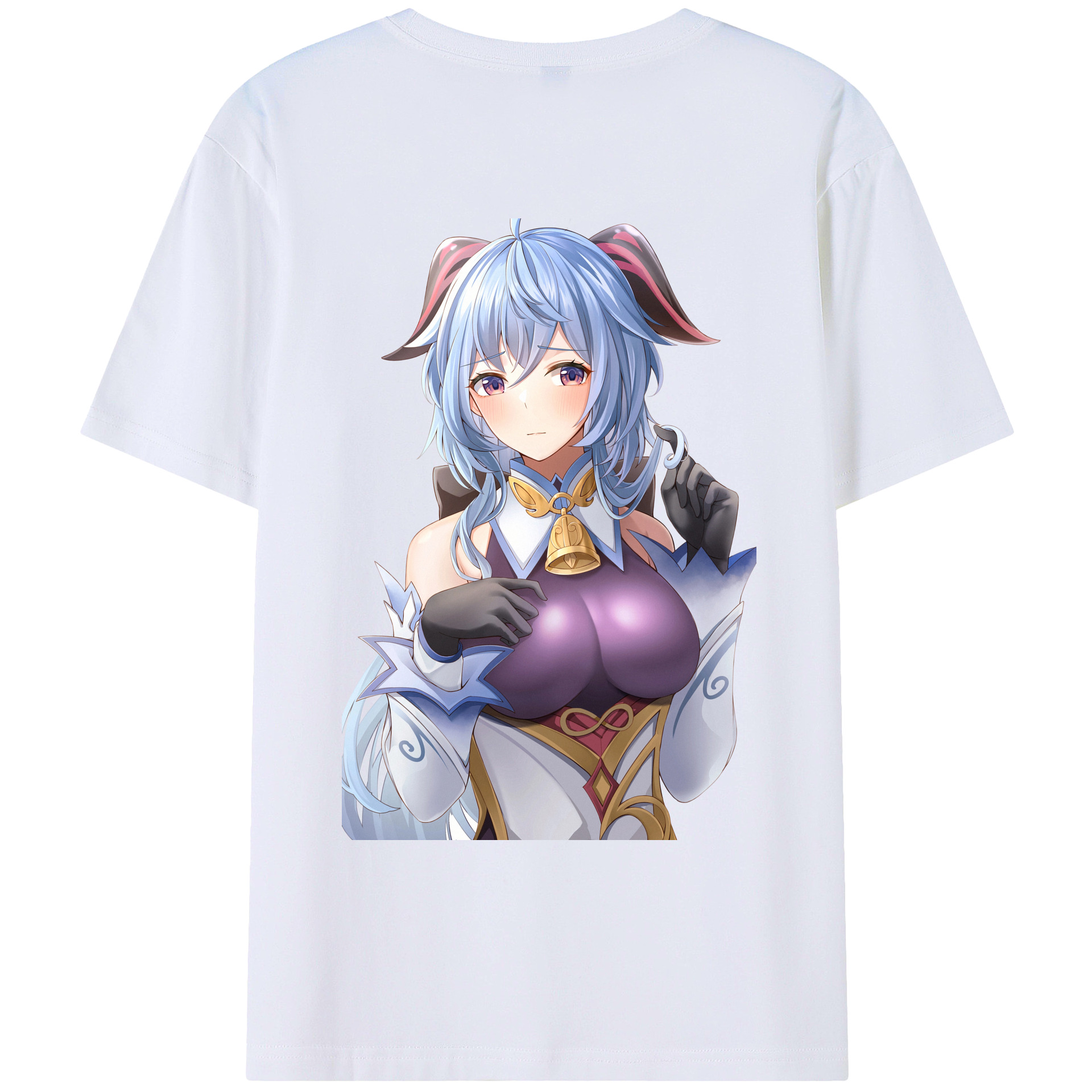 げんし神 甘雨 かんう genshin Ganyu 綿100％ メンズ半袖Tシャツ（バックプリント） 通気性