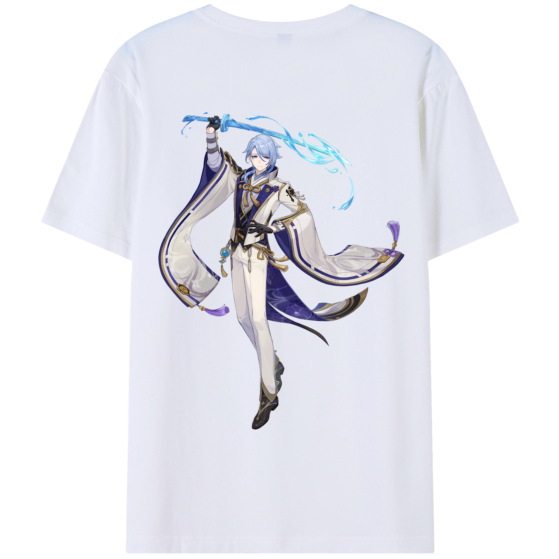 げんし神 神里綾人 かみさとあやと genshin Kamisato Ayato 綿100％ メンズ半袖Tシャツ（バックプリント） 通気性