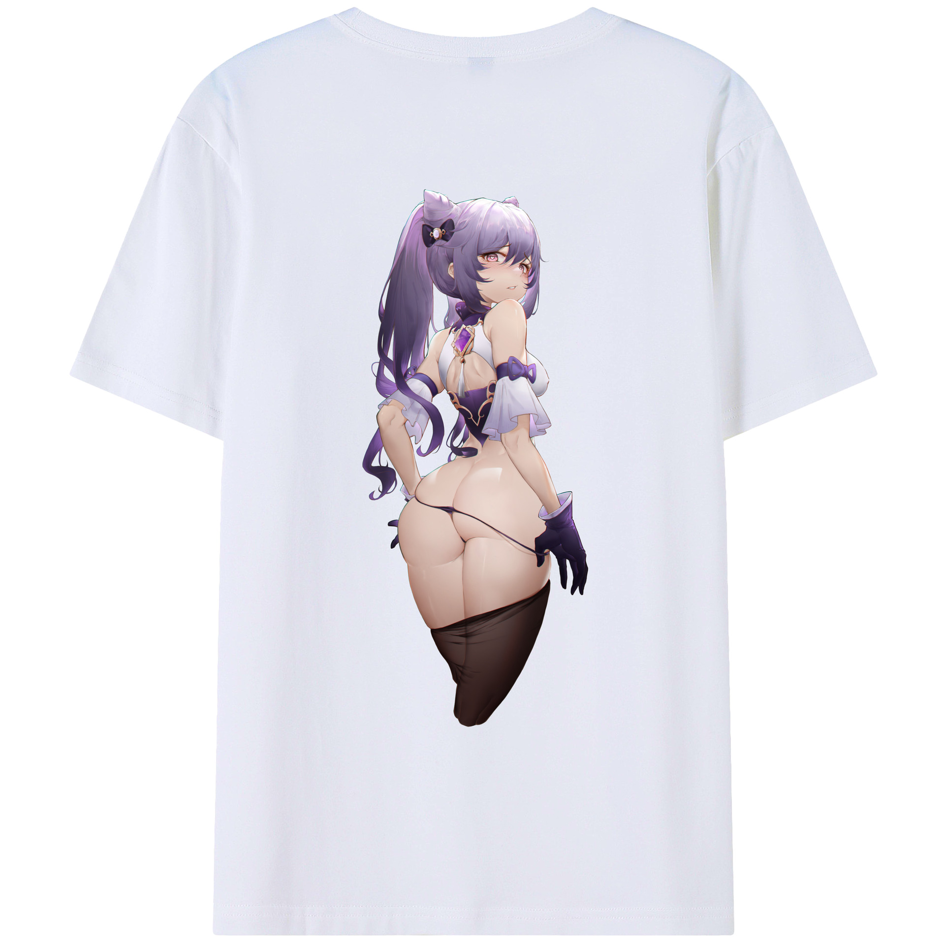 げんし神 刻晴 こくせい genshin Kokusei 綿100％ メンズ半袖Tシャツ（バックプリント） 通気性