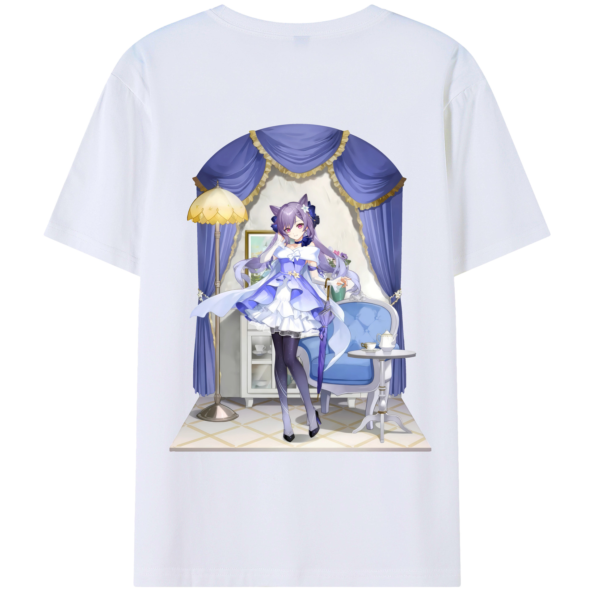 げんし神 刻晴 こくせい genshin Kokusei 綿100％ メンズ半袖Tシャツ（バックプリント） 通気性