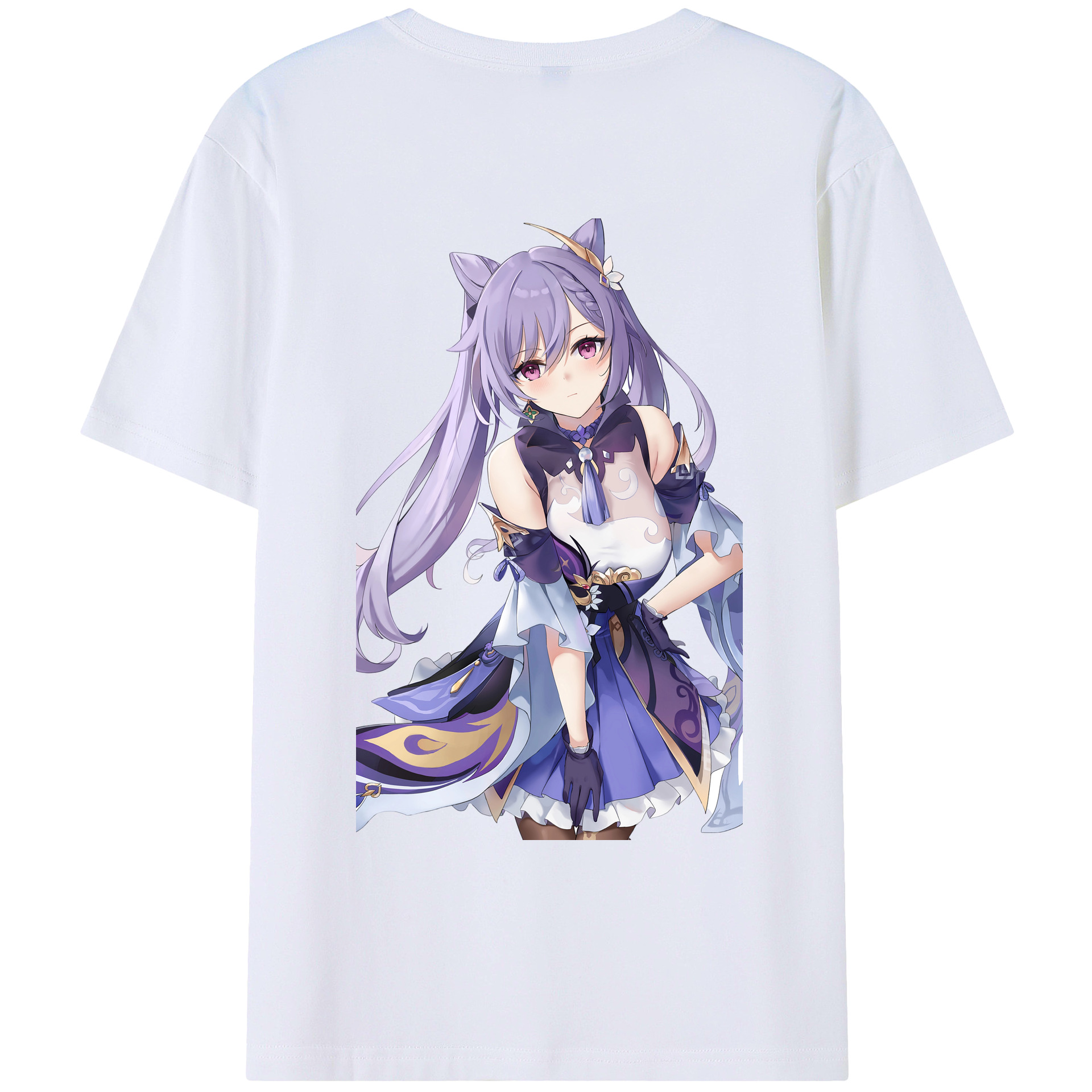 げんし神 刻晴 こくせい genshin Kokusei 綿100％ メンズ半袖Tシャツ（バックプリント） 通気性