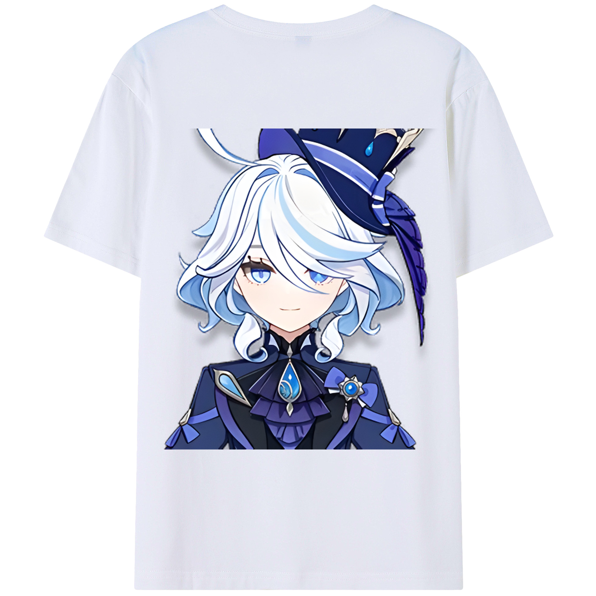 げんし神 フリーナ genshin Furina 綿100％ メンズ半袖Tシャツ（バックプリント） 通気性