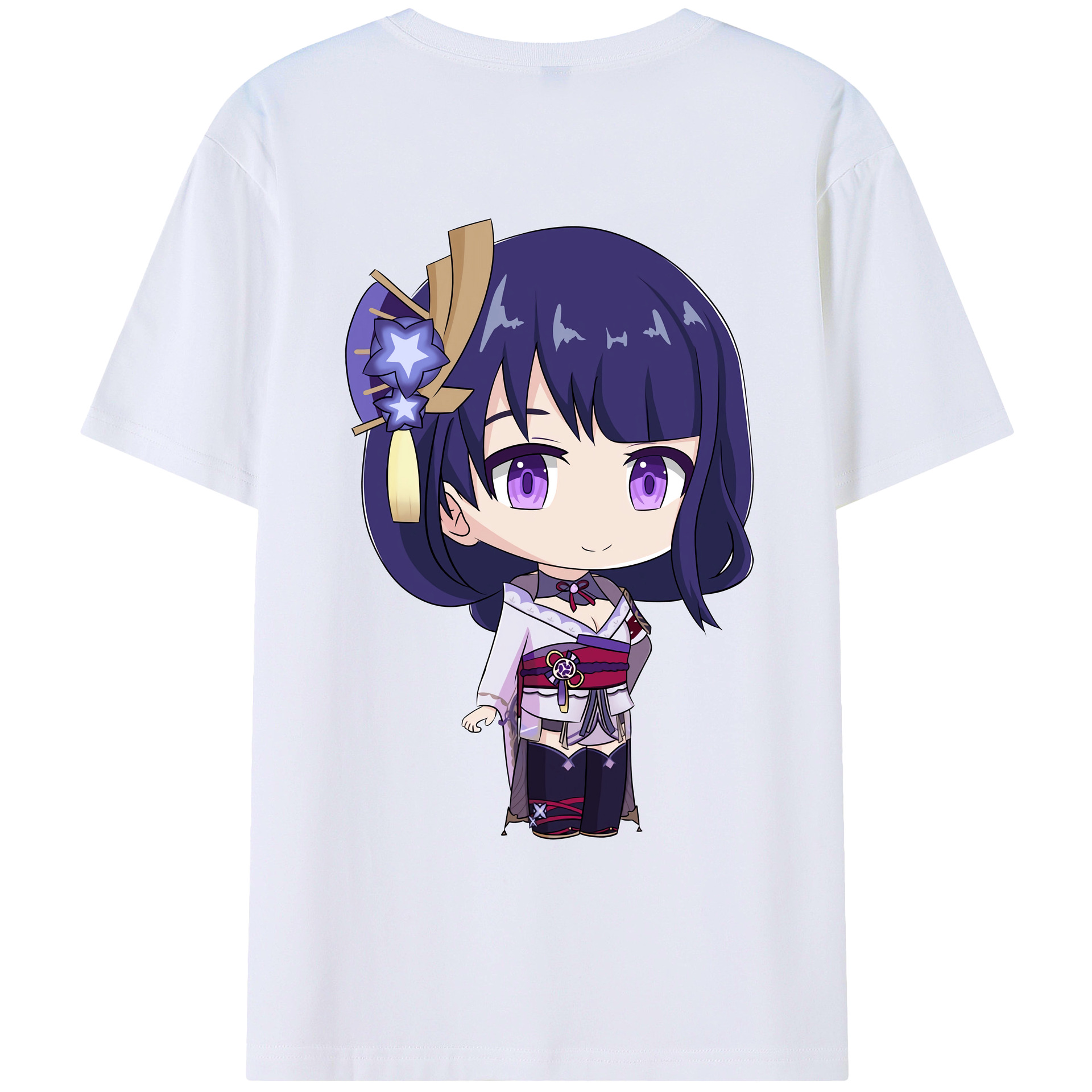 げんし神 雷電将軍 らいでんしょうぐん genshin Raiden Shogun 綿100％ メンズ半袖Tシャツ（バックプリント） 通気性