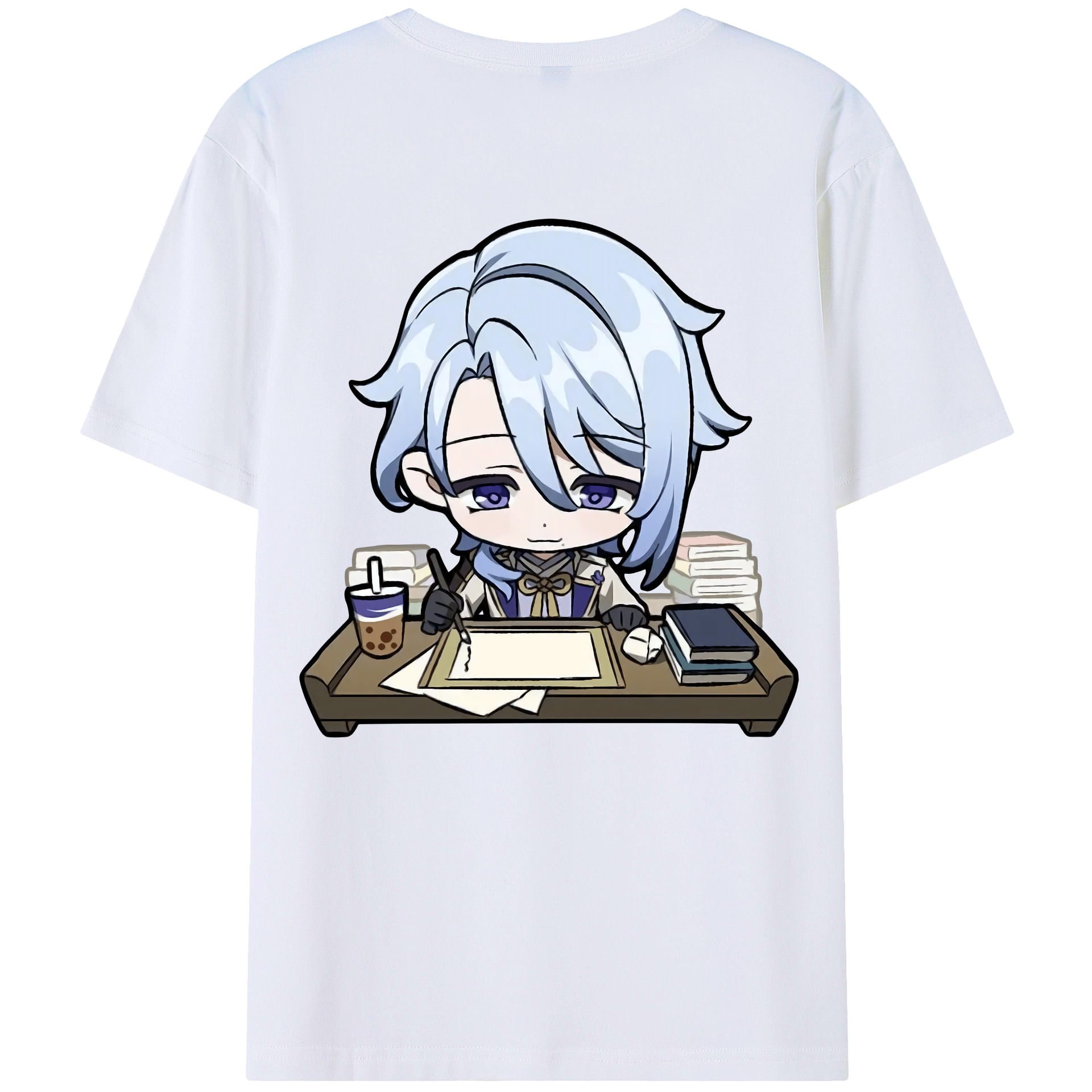 げんし神 神里綾人 かみさとあやと genshin Kamisato Ayato 綿100％ メンズ半袖Tシャツ（バックプリント） 通気性