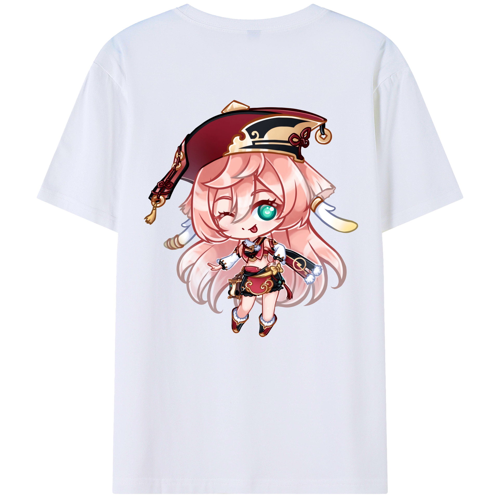 げんし神 ヤンフェイ genshin Yanfei 綿100％ メンズ半袖Tシャツ（バックプリント） 通気性