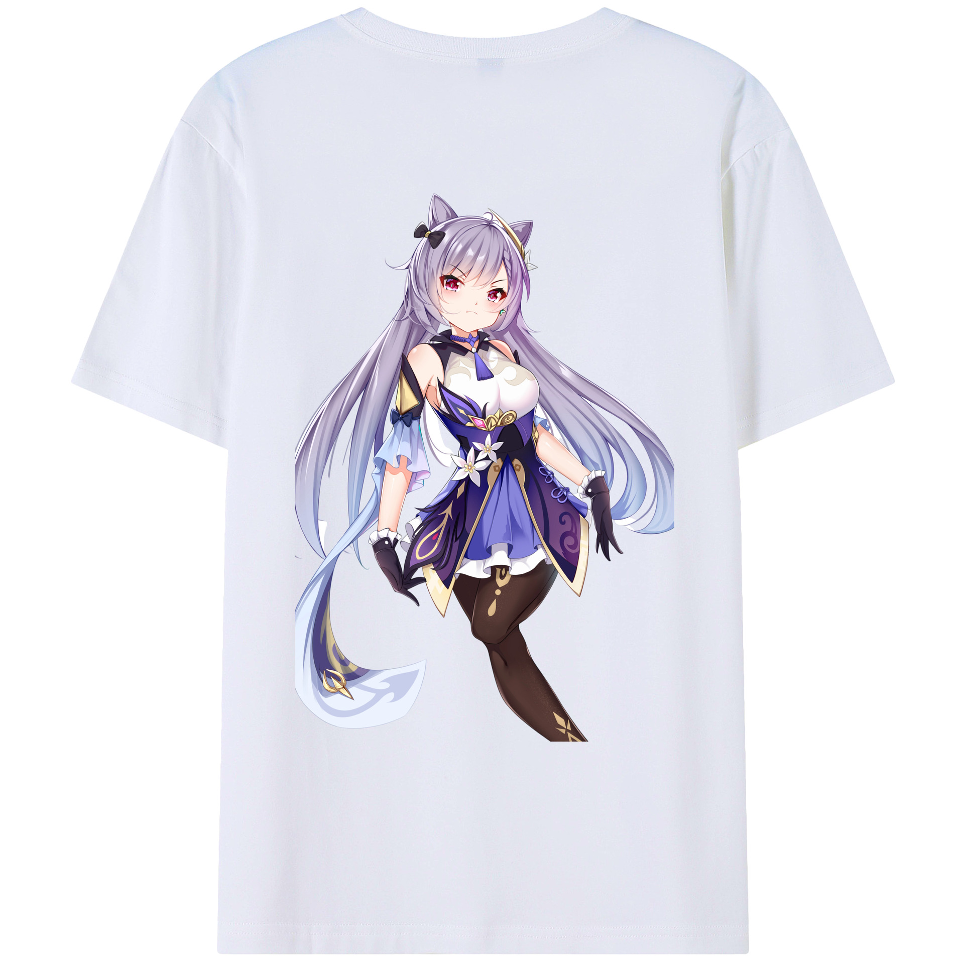 げんし神 刻晴 こくせい genshin Kokusei 綿100％ メンズ半袖Tシャツ（バックプリント） 通気性
