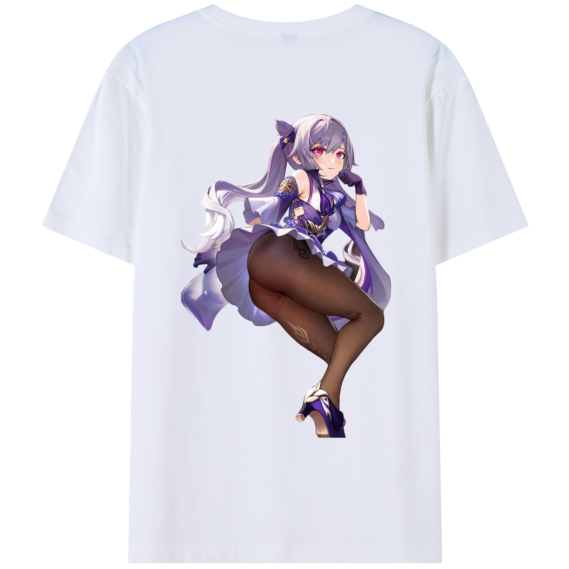 げんし神 刻晴 こくせい genshin Kokusei 綿100％ メンズ半袖Tシャツ（バックプリント） 通気性