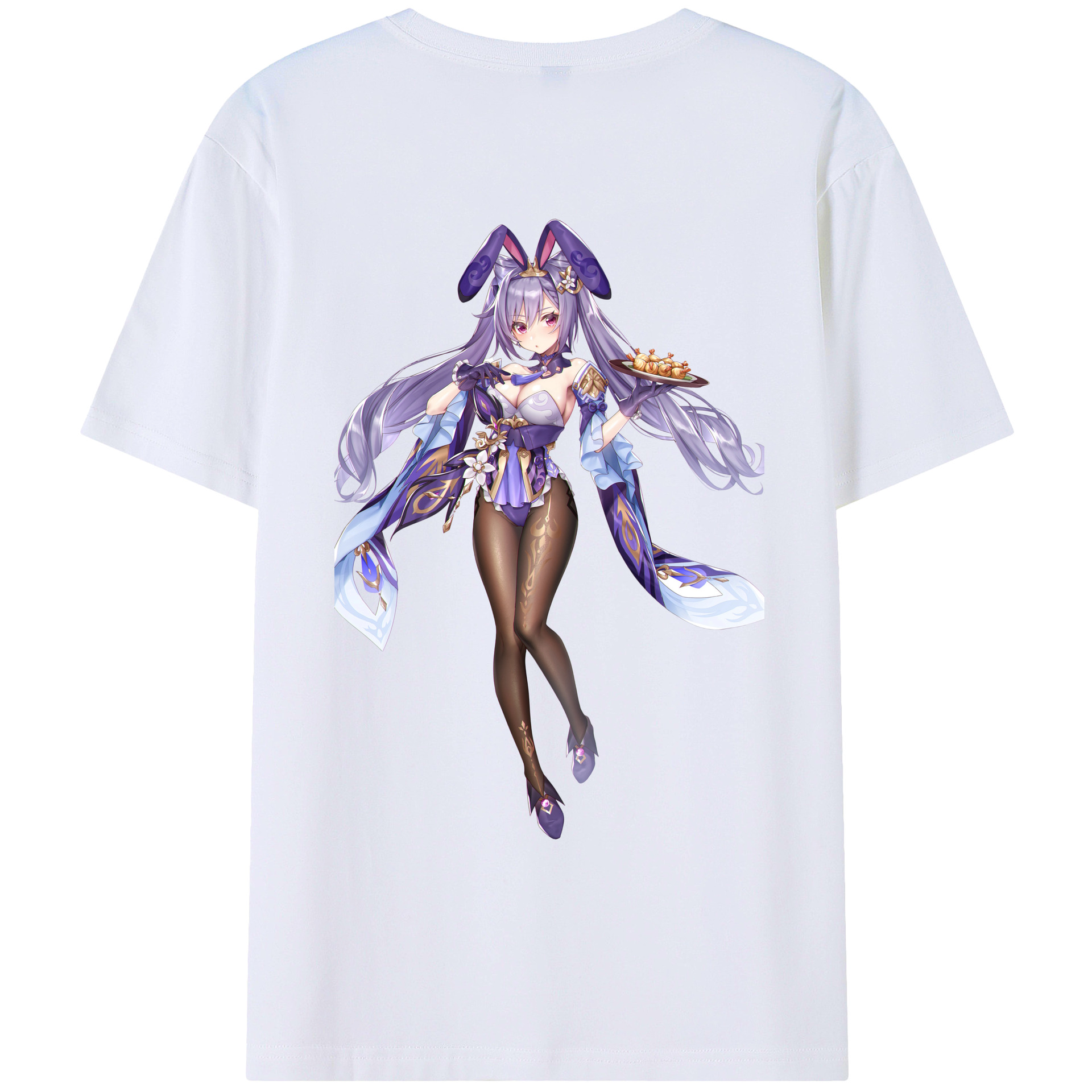げんし神 刻晴 こくせい genshin Kokusei 綿100％ メンズ半袖Tシャツ（バックプリント） 通気性