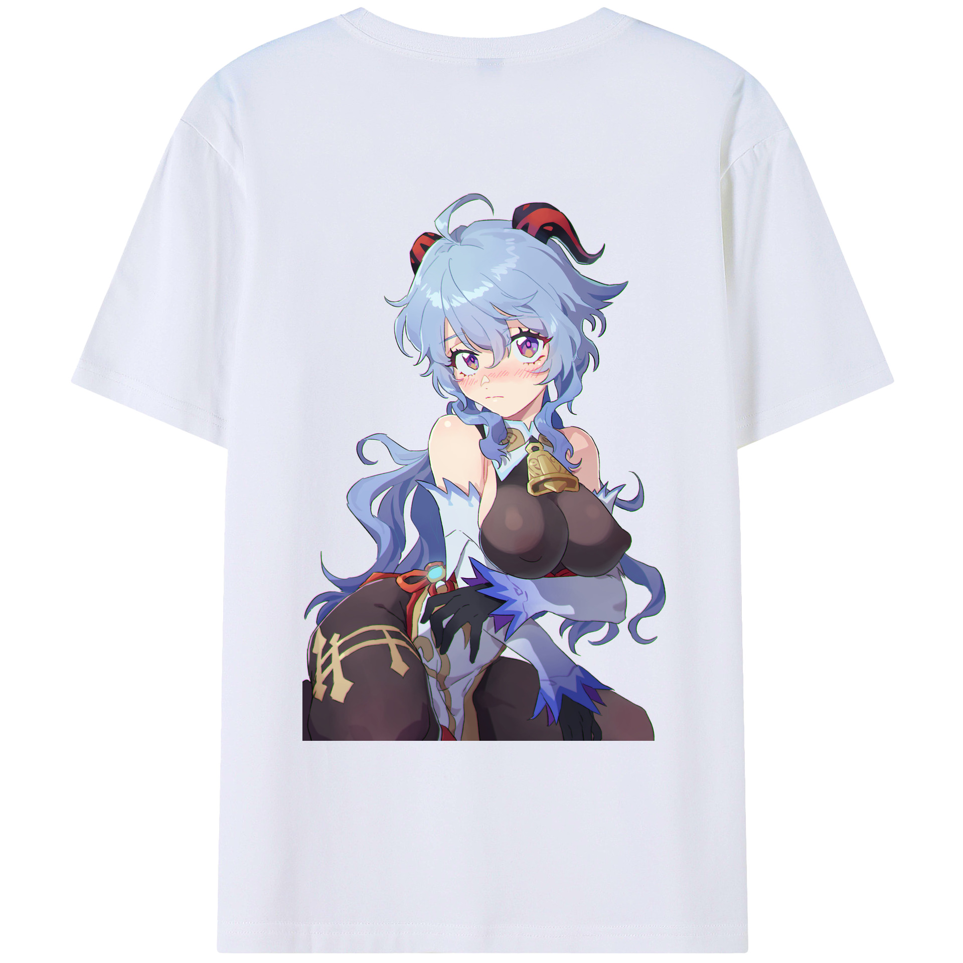 げんし神 甘雨 かんう genshin Ganyu 綿100％ メンズ半袖Tシャツ（バックプリント） 通気性