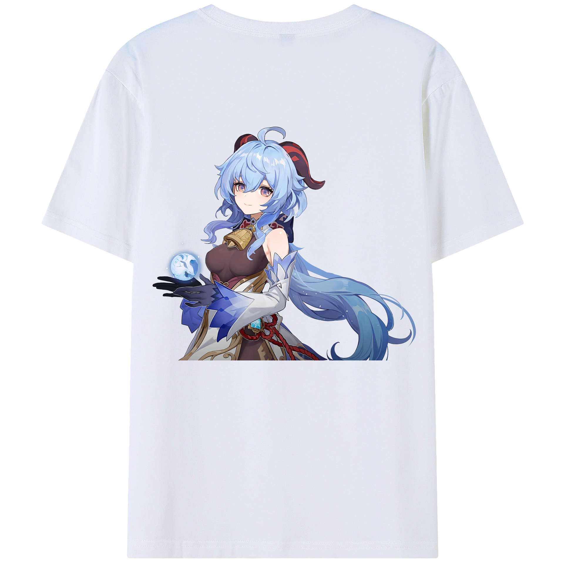 げんし神 甘雨 かんう genshin Ganyu 綿100％ メンズ半袖Tシャツ（バックプリント） 通気性