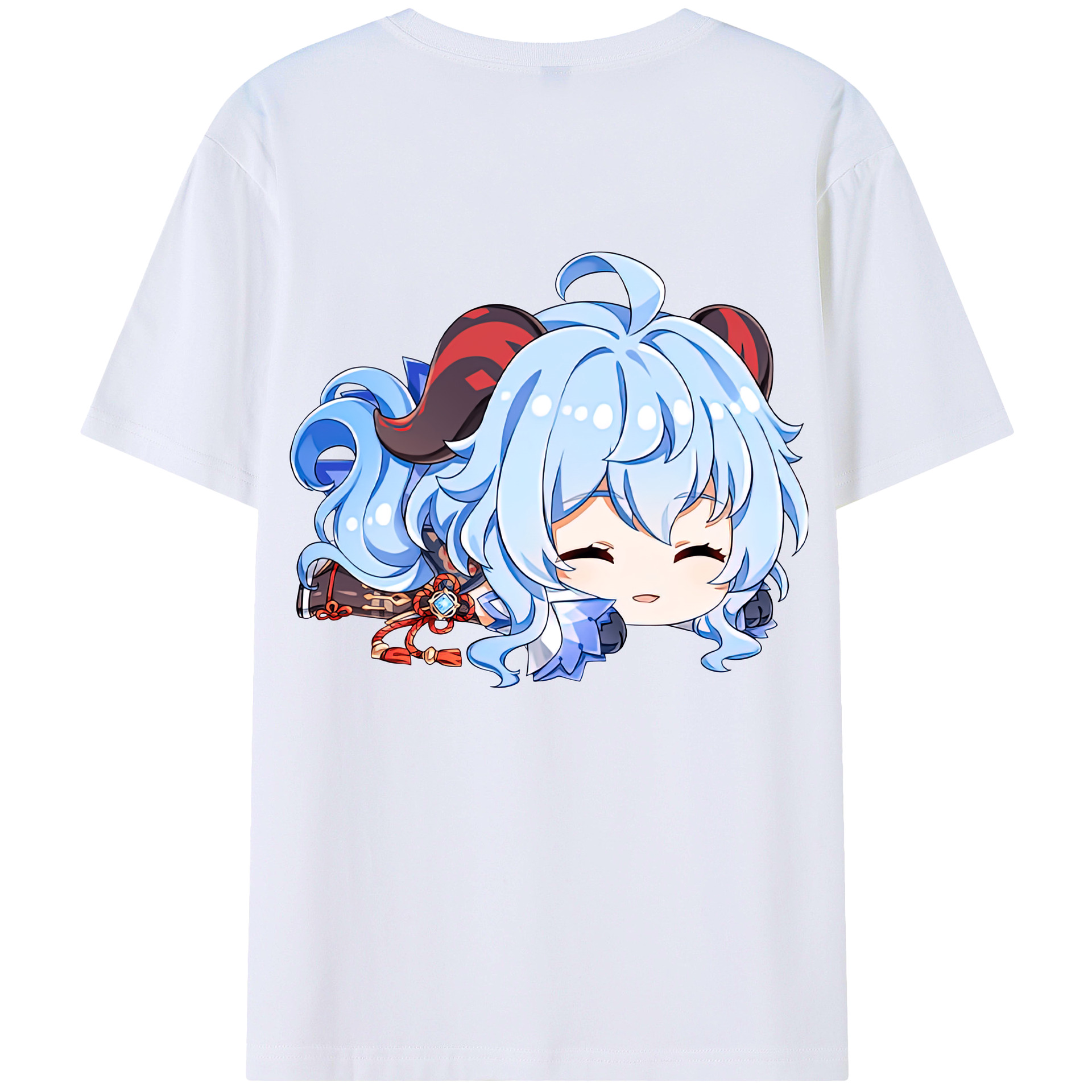 げんし神 甘雨 かんう genshin Ganyu 綿100％ メンズ半袖Tシャツ（バックプリント） 通気性