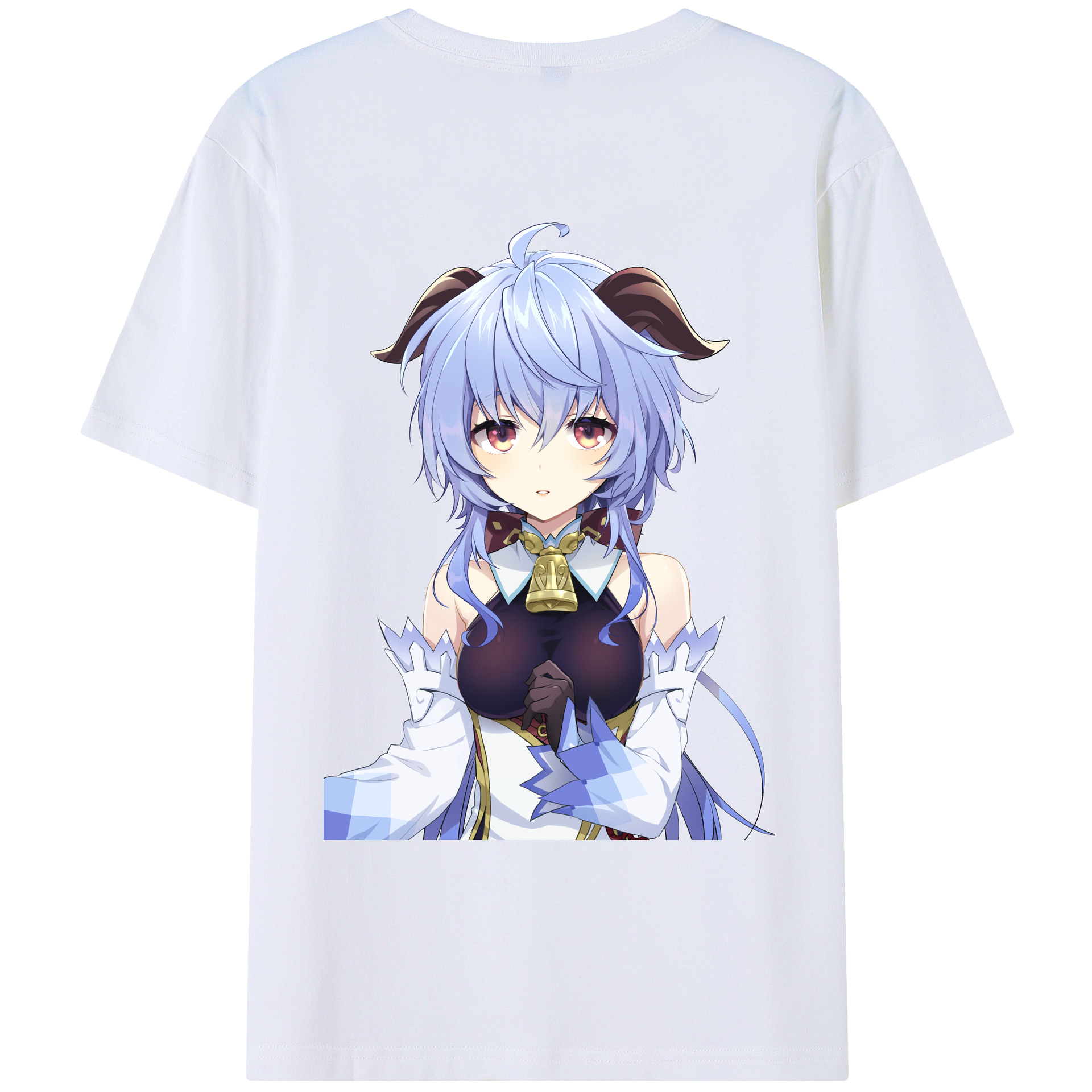 げんし神 甘雨 かんう genshin Ganyu 綿100％ メンズ半袖Tシャツ（バックプリント） 通気性