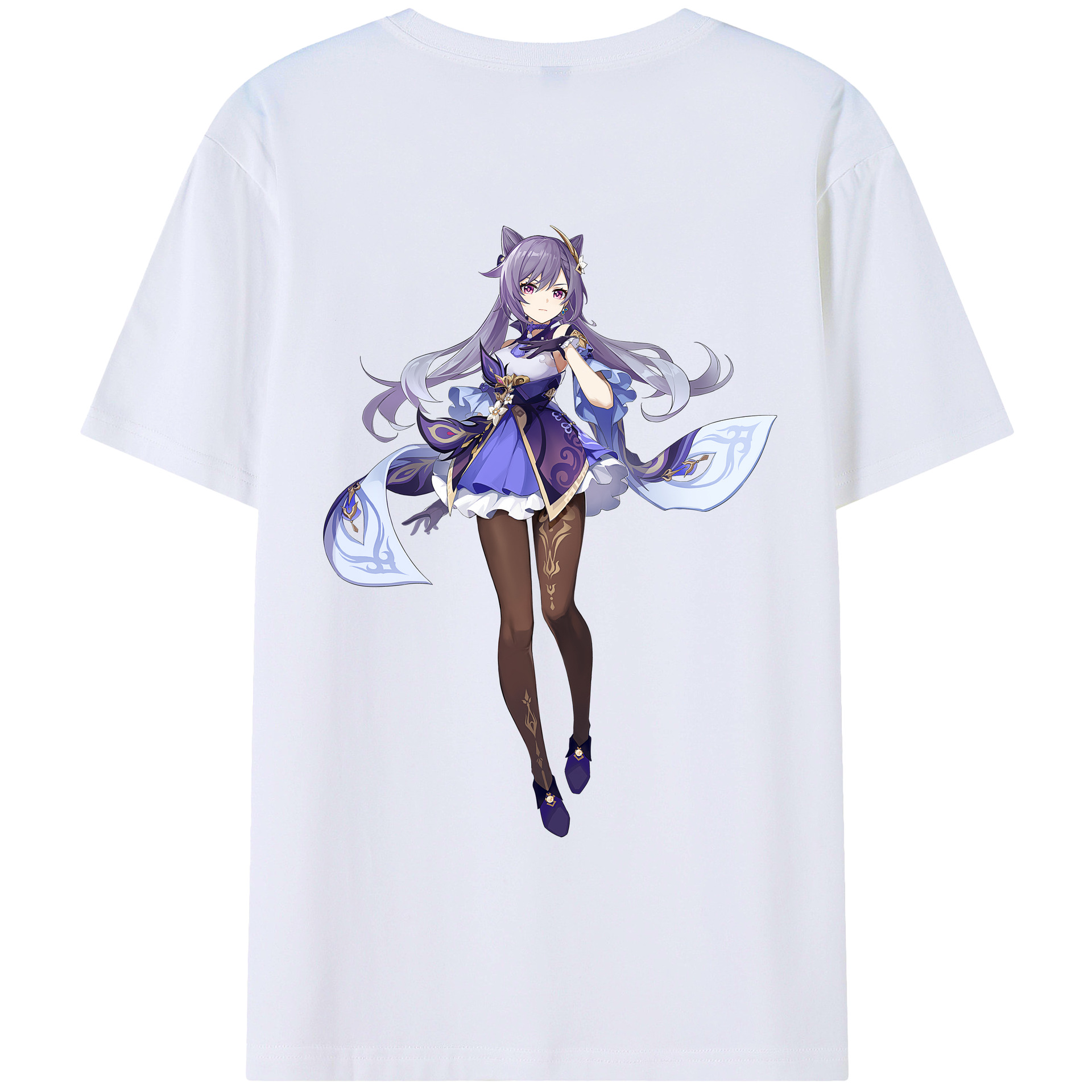 げんし神 刻晴 こくせい genshin Kokusei 綿100％ メンズ半袖Tシャツ（バックプリント） 通気性