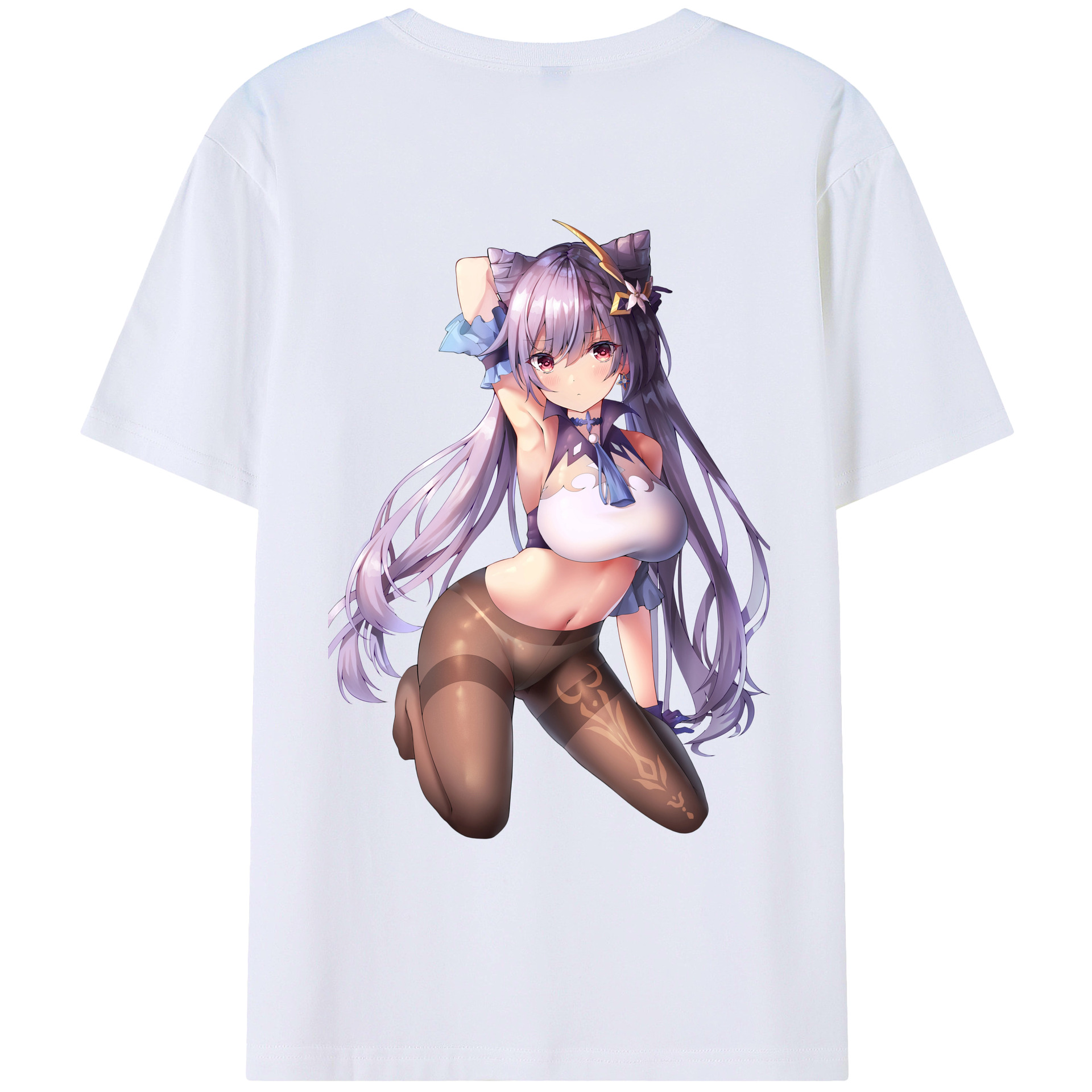 げんし神 刻晴 こくせい genshin Kokusei 綿100％ メンズ半袖Tシャツ（バックプリント） 通気性