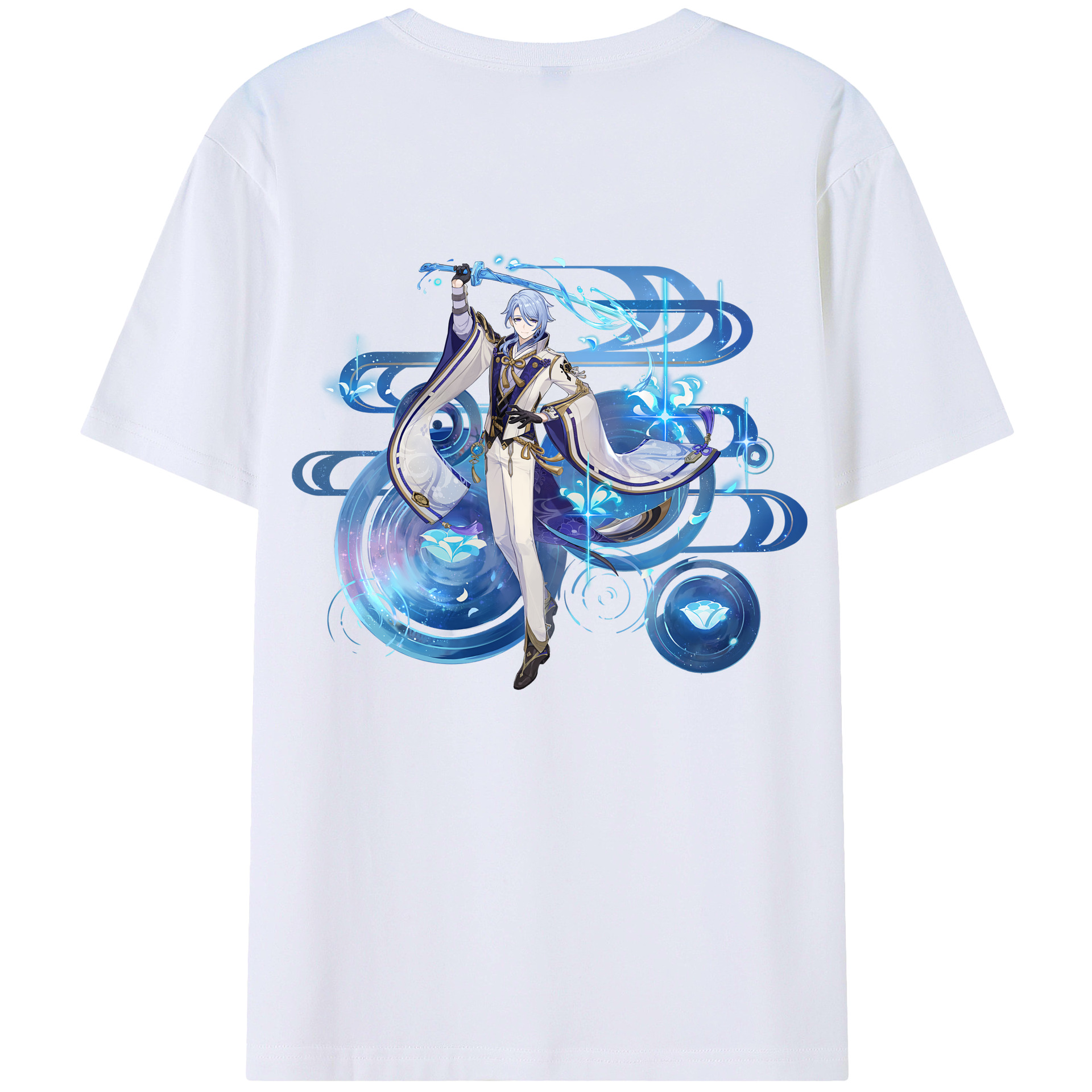 げんし神 神里綾人 かみさとあやと genshin Kamisato Ayato 綿100％ メンズ半袖Tシャツ（バックプリント） 通気性