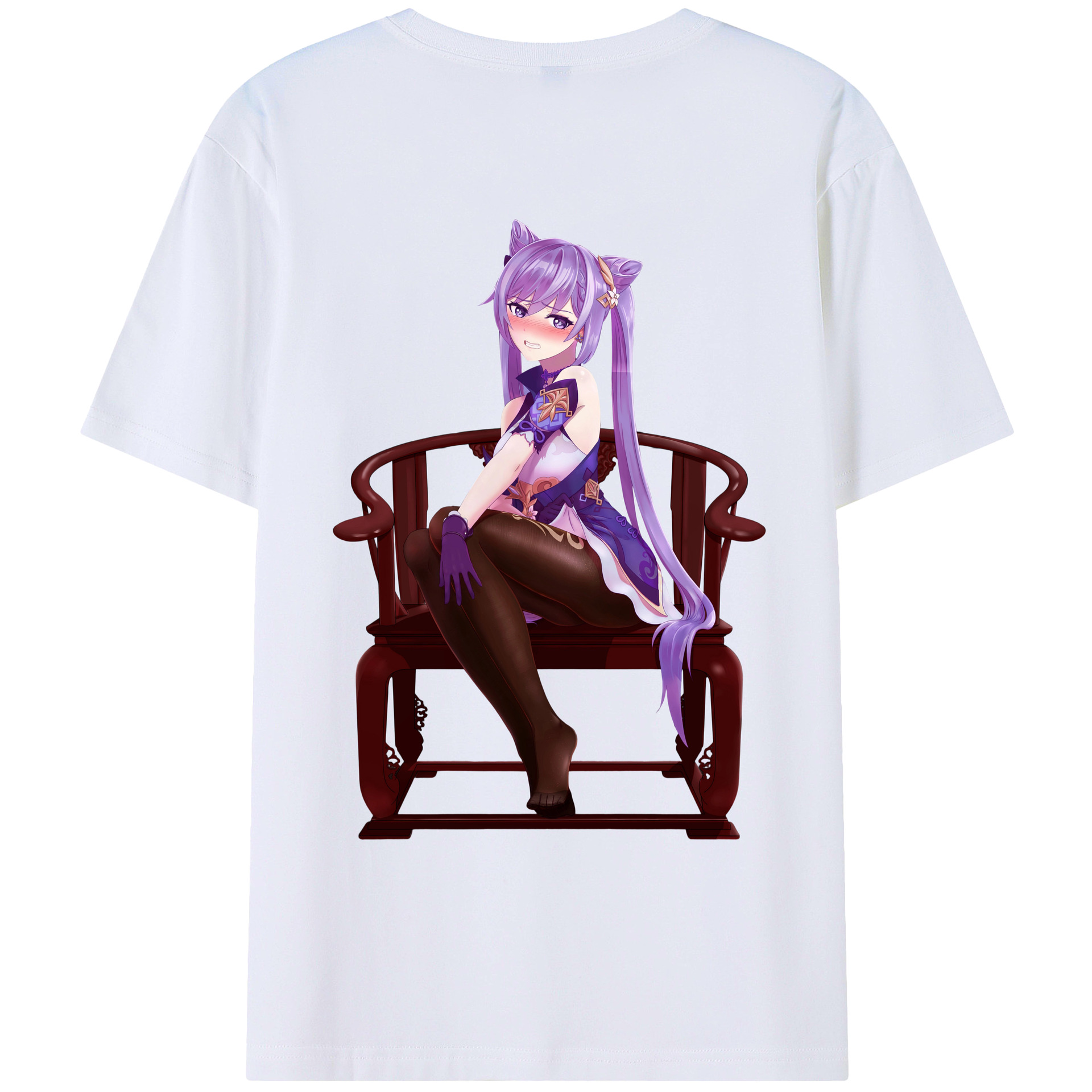 げんし神 刻晴 こくせい genshin Kokusei 綿100％ メンズ半袖Tシャツ（バックプリント） 通気性