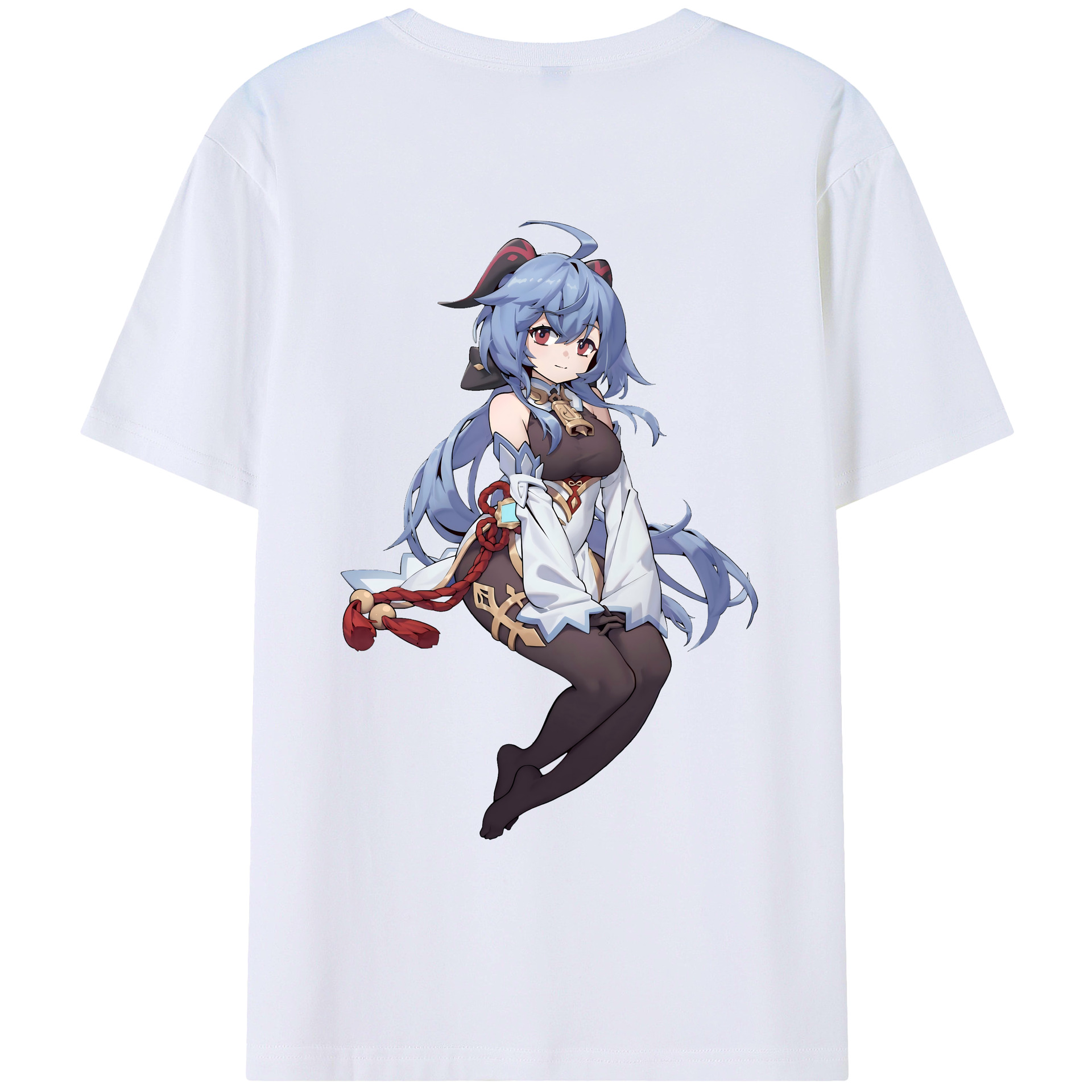 げんし神 甘雨 かんう genshin Ganyu 綿100％ メンズ半袖Tシャツ（バックプリント） 通気性