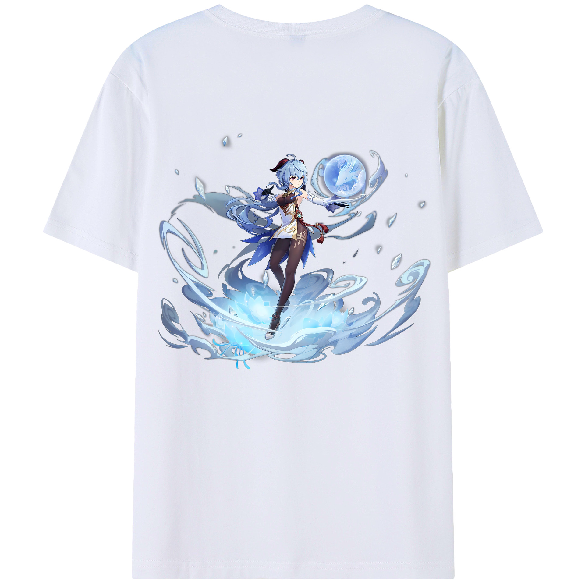 げんし神 甘雨 かんう genshin Ganyu 綿100％ メンズ半袖Tシャツ（バックプリント） 通気性