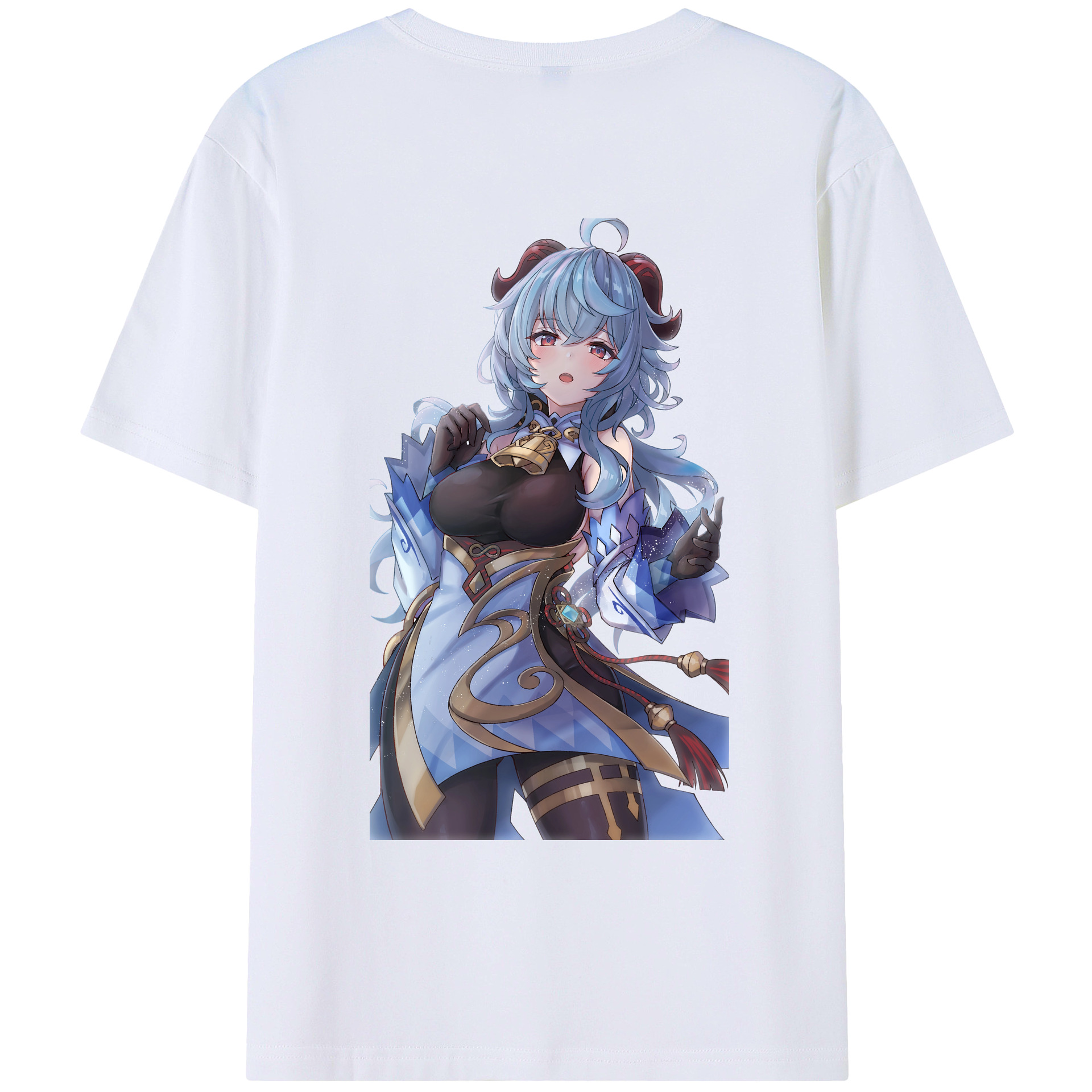 げんし神 甘雨 かんう genshin Ganyu 綿100％ メンズ半袖Tシャツ（バックプリント） 通気性