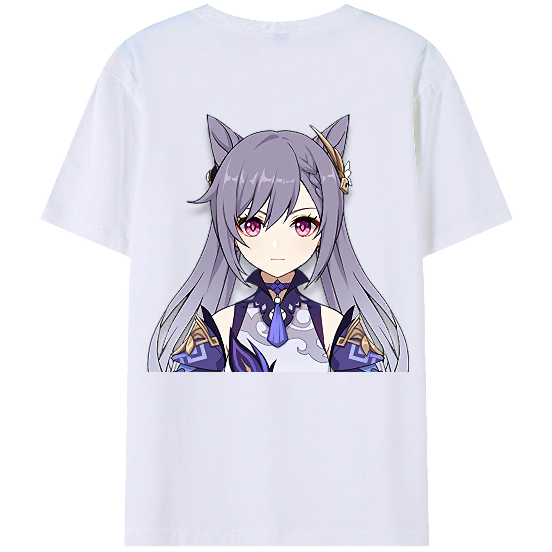 げんし神 刻晴 こくせい genshin Kokusei 綿100％ メンズ半袖Tシャツ（バックプリント） 通気性