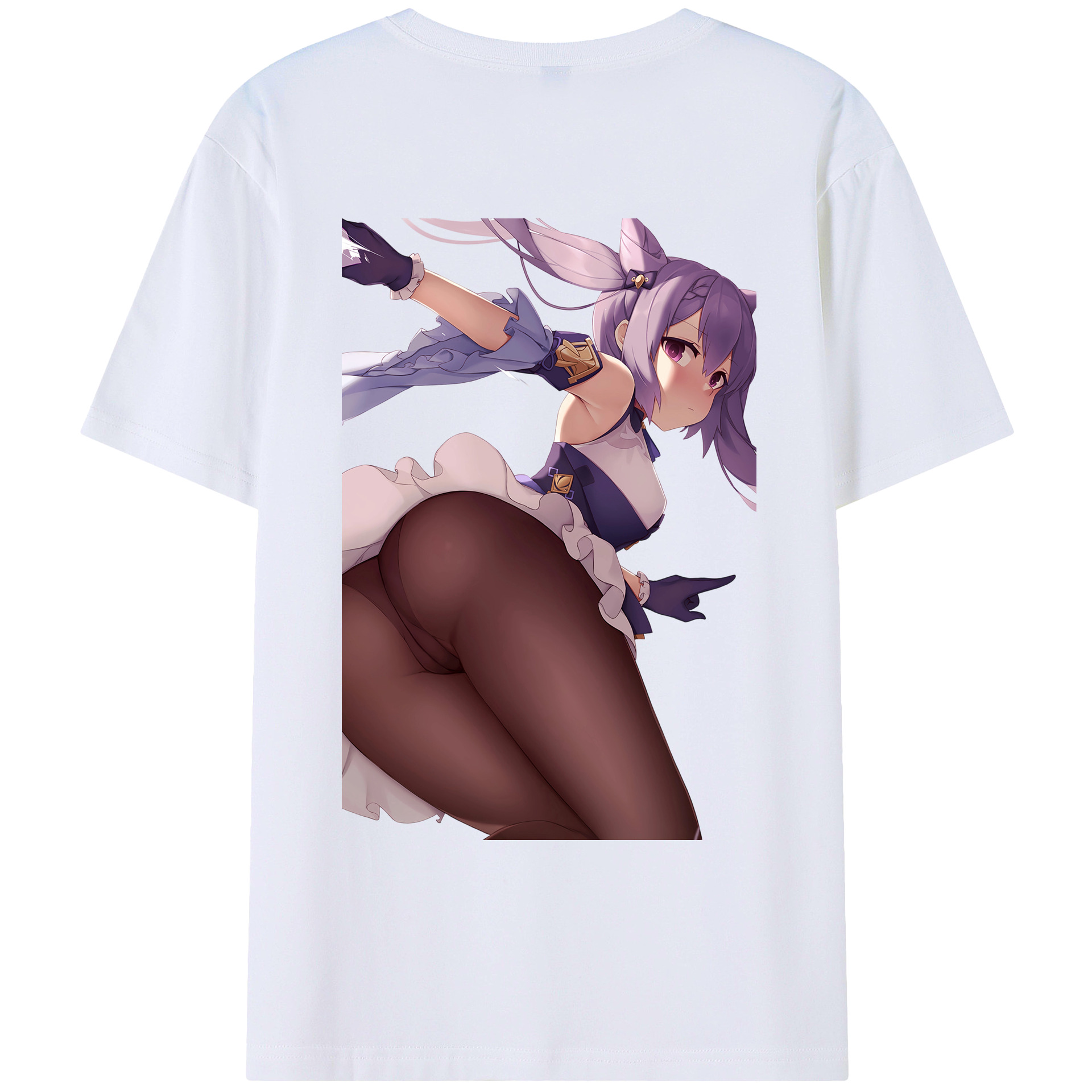 げんし神 刻晴 こくせい genshin Kokusei 綿100％ メンズ半袖Tシャツ（バックプリント） 通気性