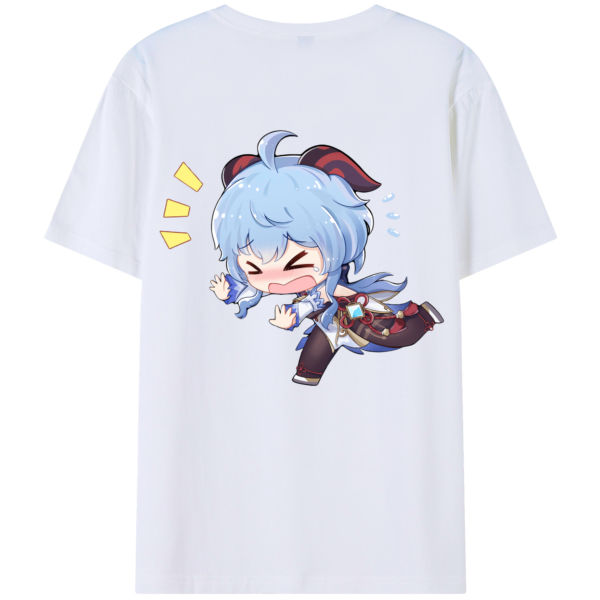 げんし神 甘雨 かんう genshin Ganyu 綿100％ メンズ半袖Tシャツ（バックプリント） 通気性