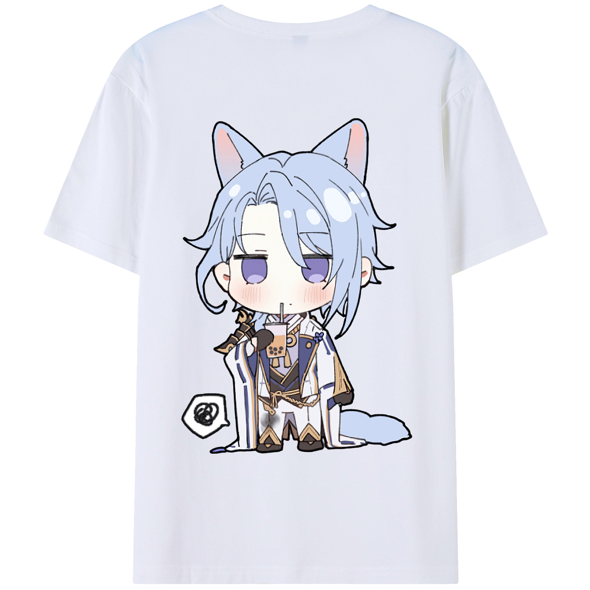 げんし神 神里綾人 かみさとあやと genshin Kamisato Ayato 綿100％ メンズ半袖Tシャツ（バックプリント） 通気性